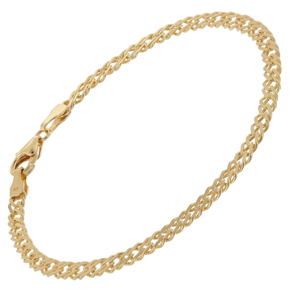 trendor Silberarmband 21038, 925 Silber Goldplattiert Zwillingspanzer 3,9 mm