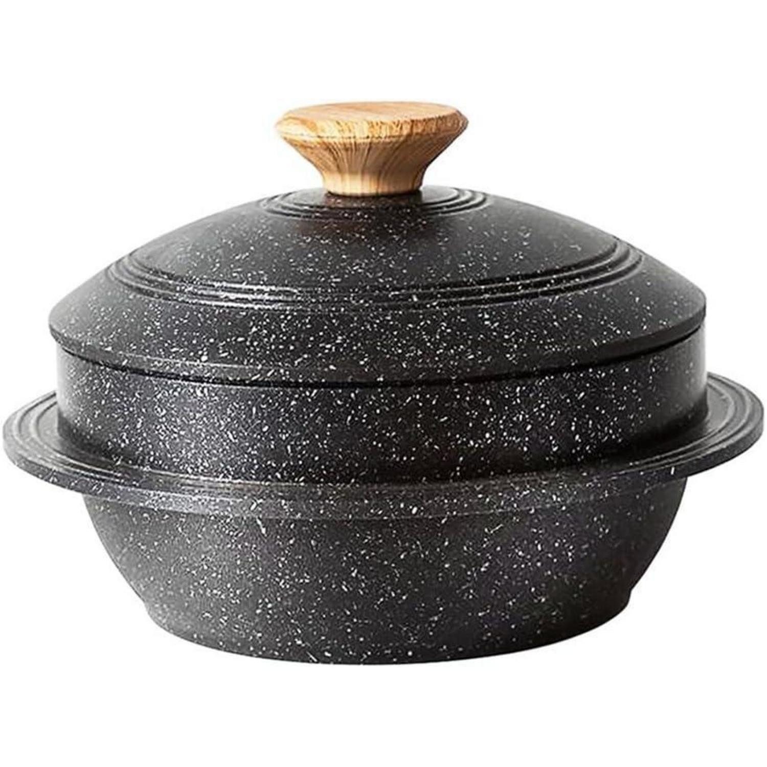 LuxusKollektion Suppenschüssel Steinschale Dolsot Bibimbap Koreanische Deckel Hotpot Schwarz 18 cm