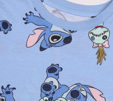 Sarcia.eu Schlafanzug Stitch Disney Blau Kurzarm Sommer Damen Pyjama, Baumwolle XL