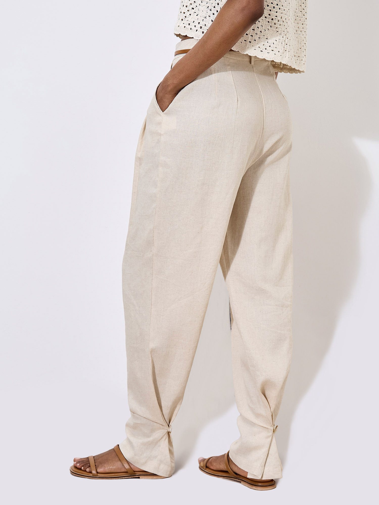 Apricot Stoffhose Plissierte Hose mit weitem Bein günstig online kaufen