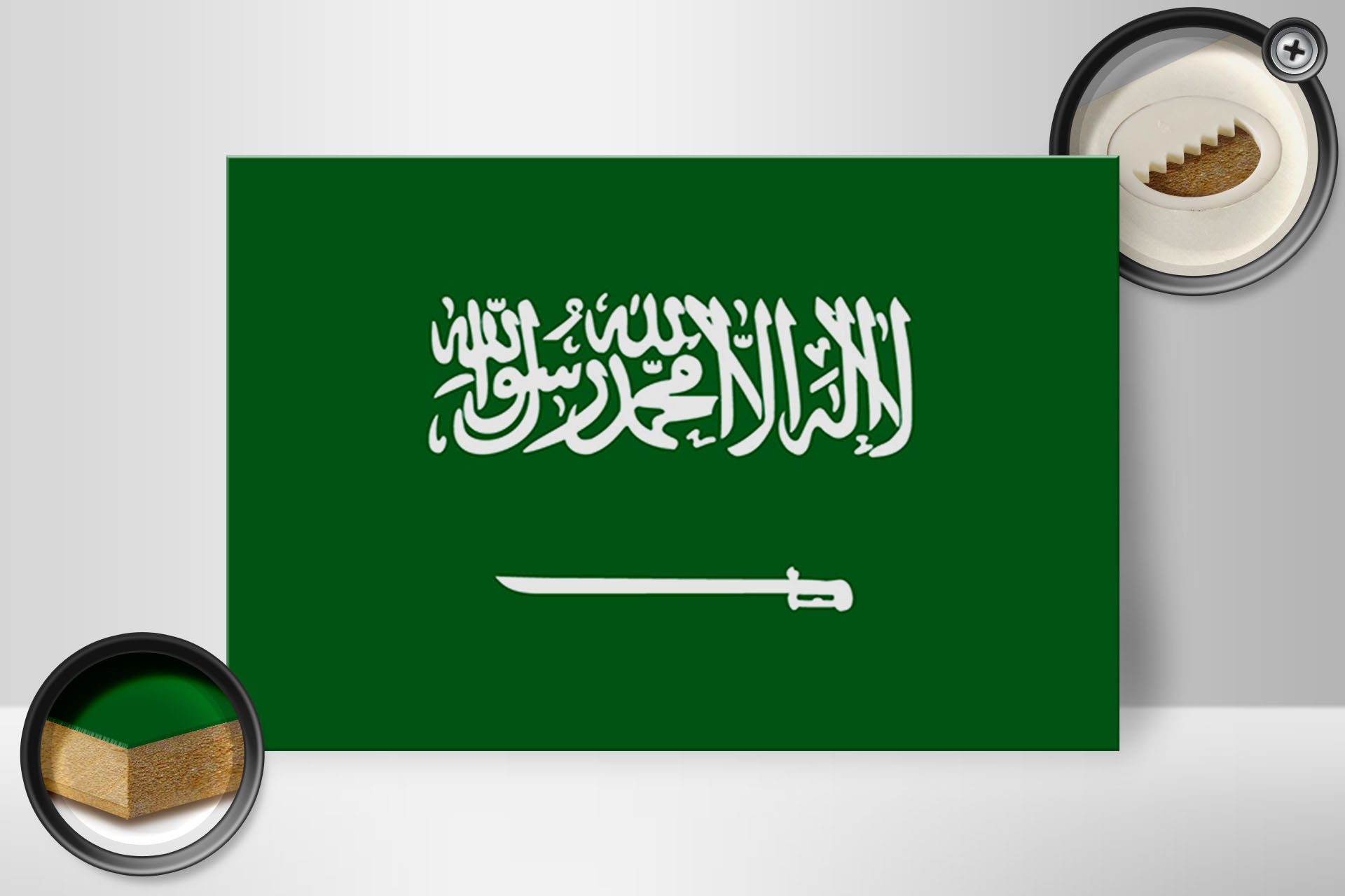 Femer GmbH Holzbild Flagge Saudi-Arabien 30x20cm Flag Saudi Arabia, Flaggen (1 St), Glatte Holzfaserplatte (MDF), vorn beschichtet