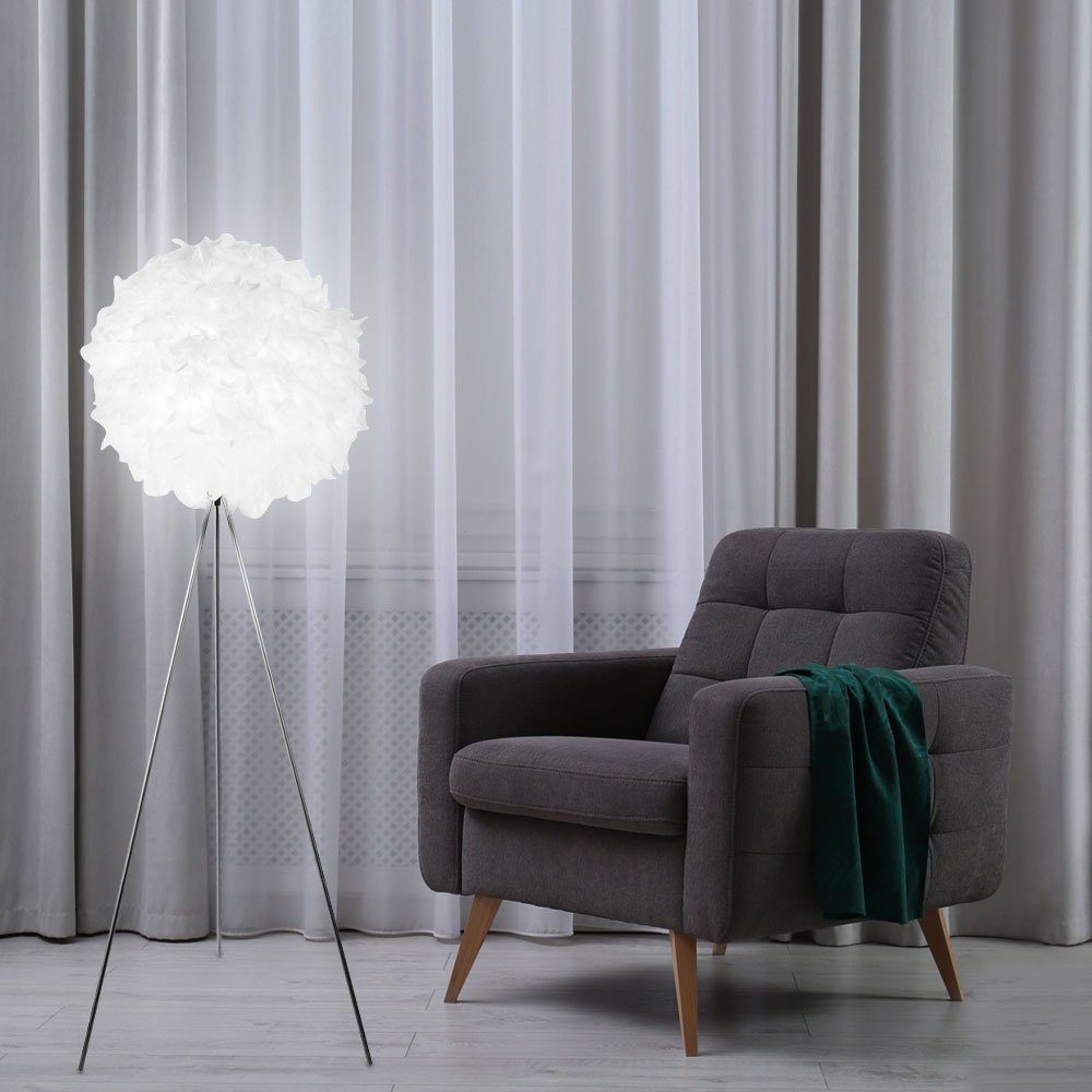 Strahler Wohn im Stehlampe, Leuchte Leuchtmittel Lampe Ess Kugel Feder Warmweiß, Steh inklusive, etc-shop Zimmer LED