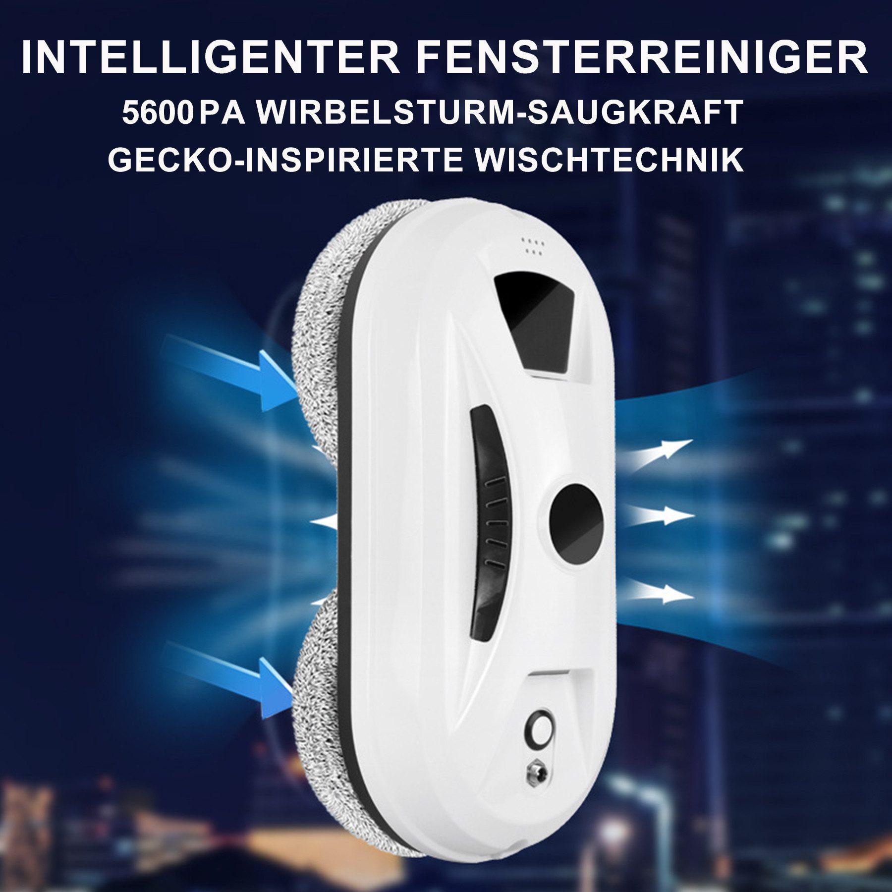 Senmudi Fensterputzroboter Fensterputzroboter,5000PA Elektrischer Fensterputzer mit Fernbedienung, Kantenerkennung, ohne Wasser-Sprühfunktion, für Innen/Außenfenster