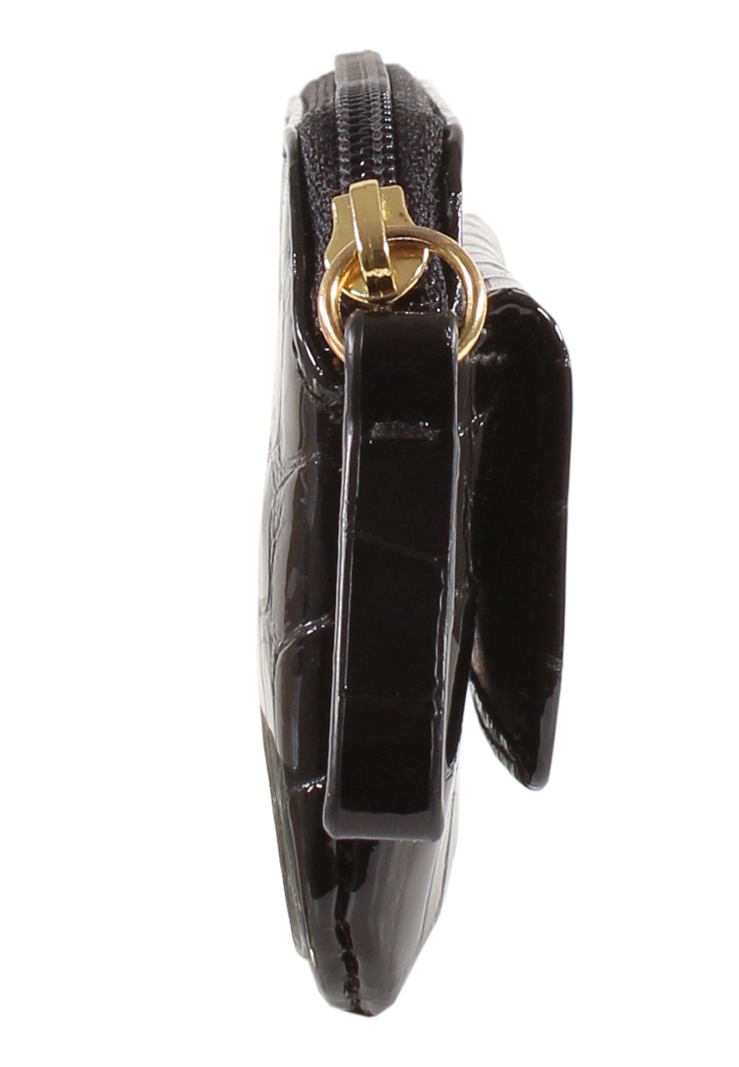 schwarz Büffel Kroko-Prägung Braun mit VERONA, Schlüsseltasche