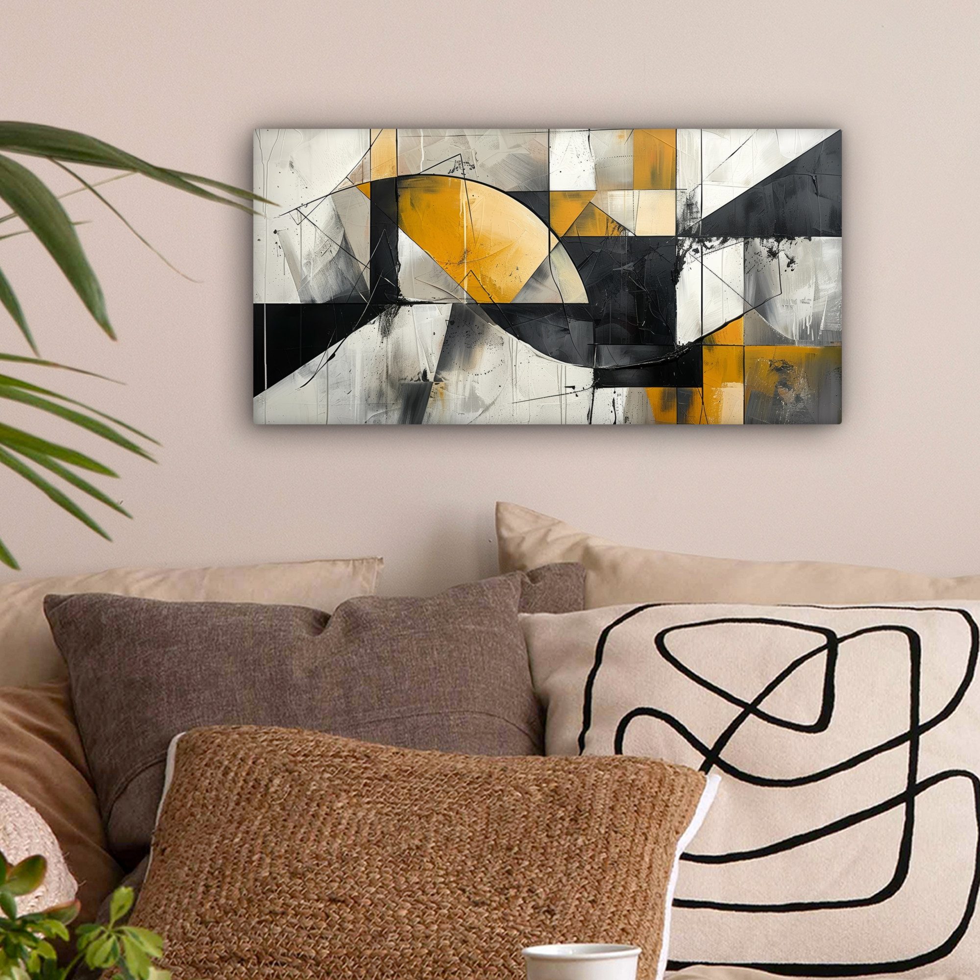 OneMillionCanvasses® Leinwandbild Panorama Abstrakt - Kunst - Geometrisch - Ästhetisch, Fotodruck (1 St), Wandbild, Deko Schlafzimmer Wohnzimmer Flur 40x20 cm