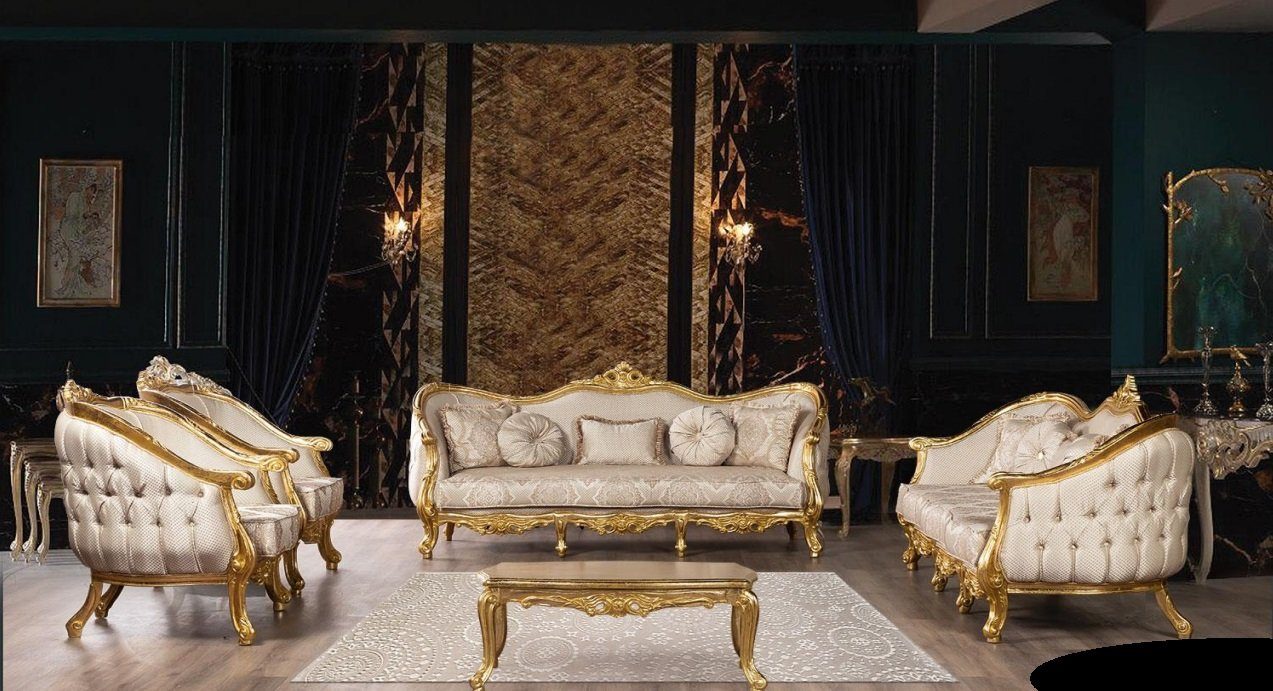 Set 5tlg Sitz Sitzer Luxus Sofagarnitur Sofas Sessel JVmoebel Wohnzimmer-Set, 3+3+1+1 Sofa