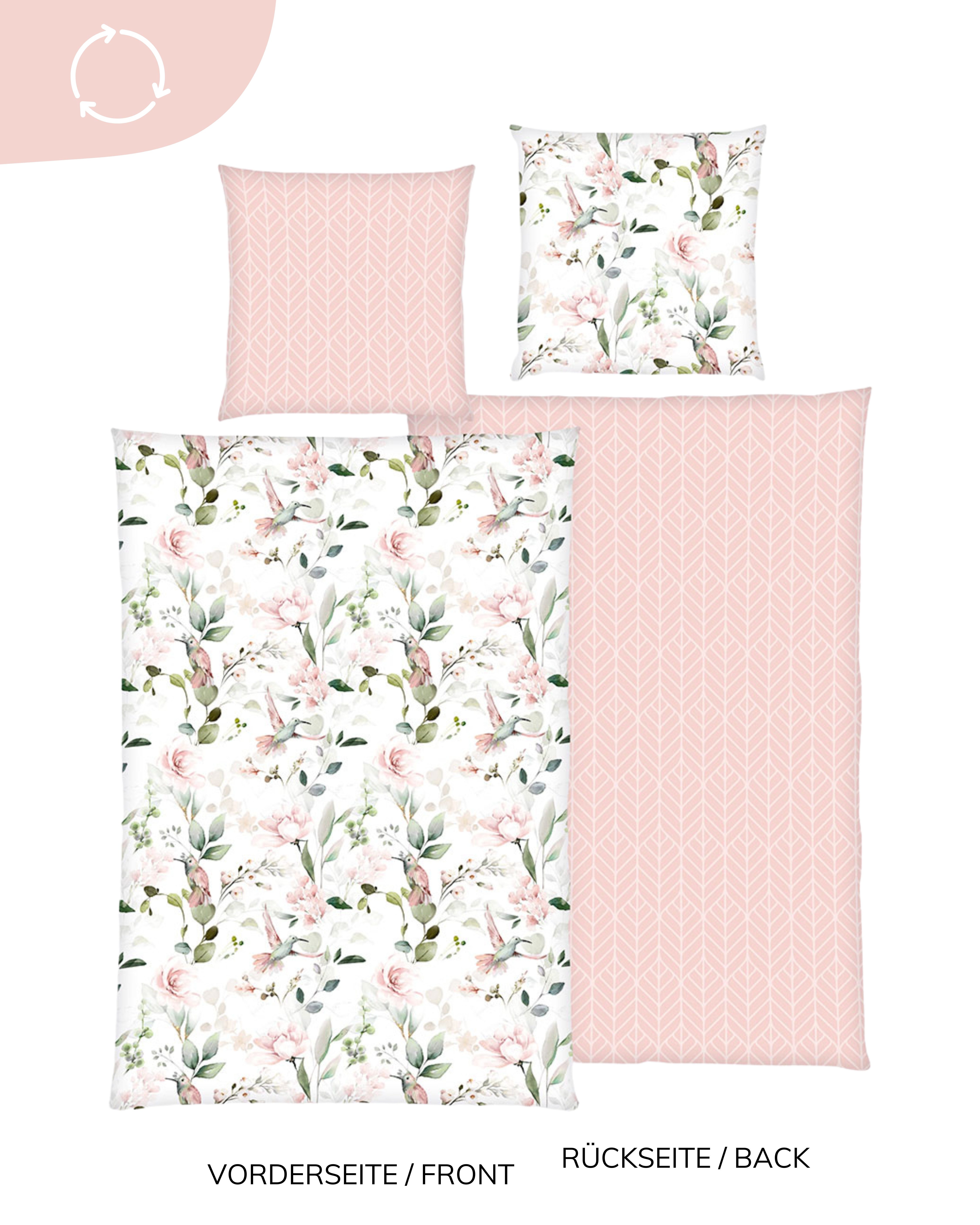 MTOnlinehandel Wendebettwäsche Kolibri & Blumen in zwei Größen • Frühling, günstig online kaufen