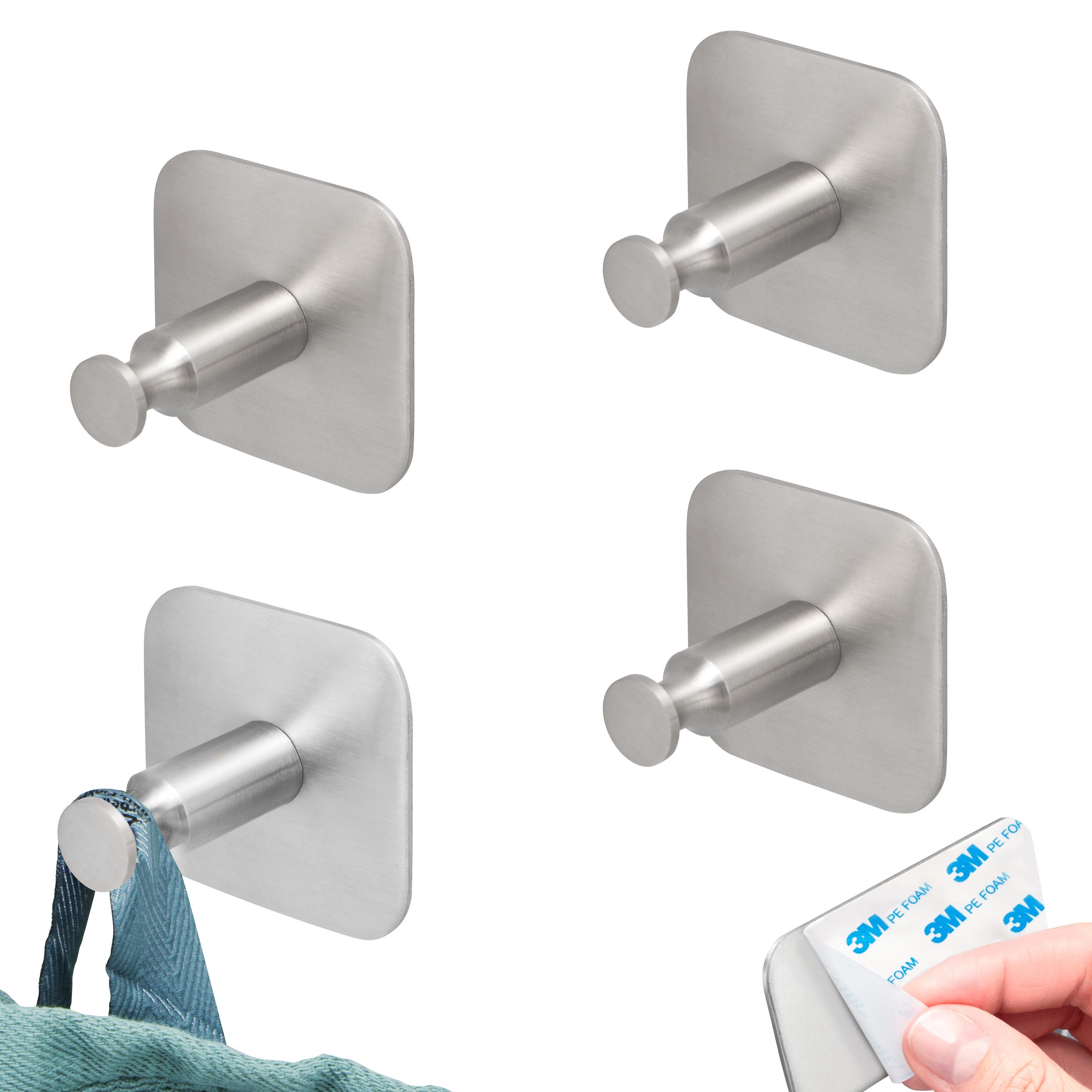 bremermann Handtuchhaken Bad-Serie PIAZZA TAPE - 4er Set mit Klebepad, Edel günstig online kaufen