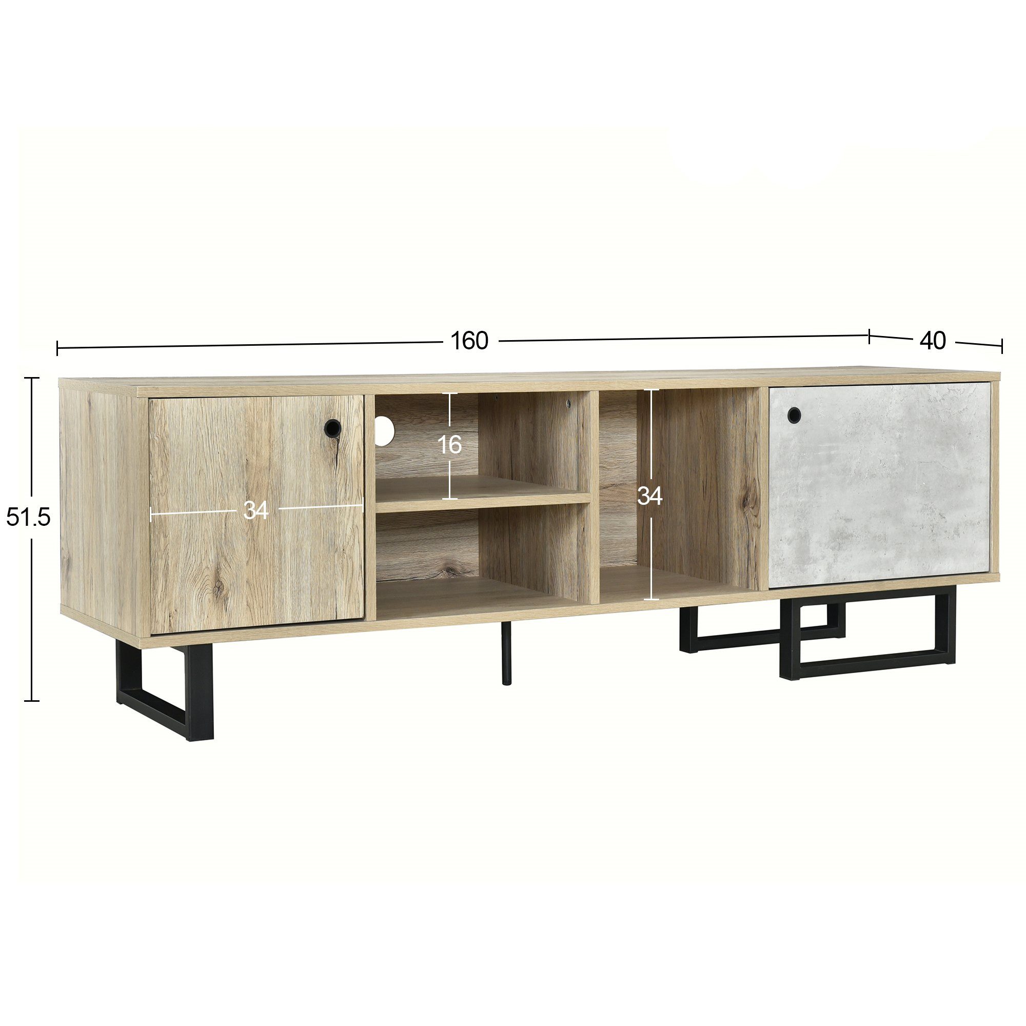 BlingBin TV-Schrank TV-Möbel offenes Fach, ein (1-St) x zwei 160 40 160CM zwei (cm) Breite 51.5 Lowboard x Fächer, Türen