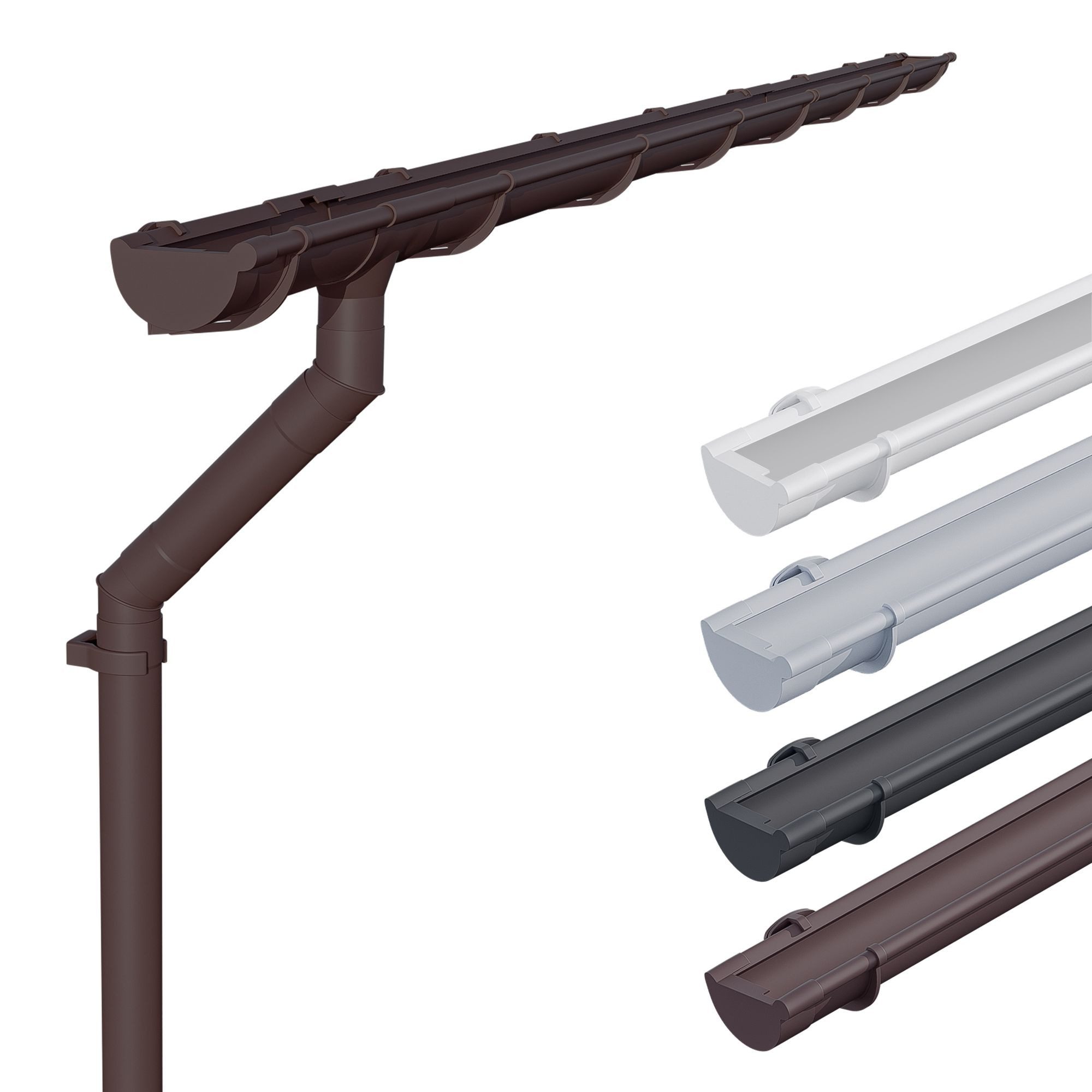 INEFA Dachrinne NW 100 Dachrinnen-Set halbrund für Gartenhaus, Carport, Terrasse,3m, Regenrinnen-Set von INEFA, 1-St., Set für eine Dachseite, 1 Dachseite, Regenrinne Kunststoff für Pultdach, Made in Germany