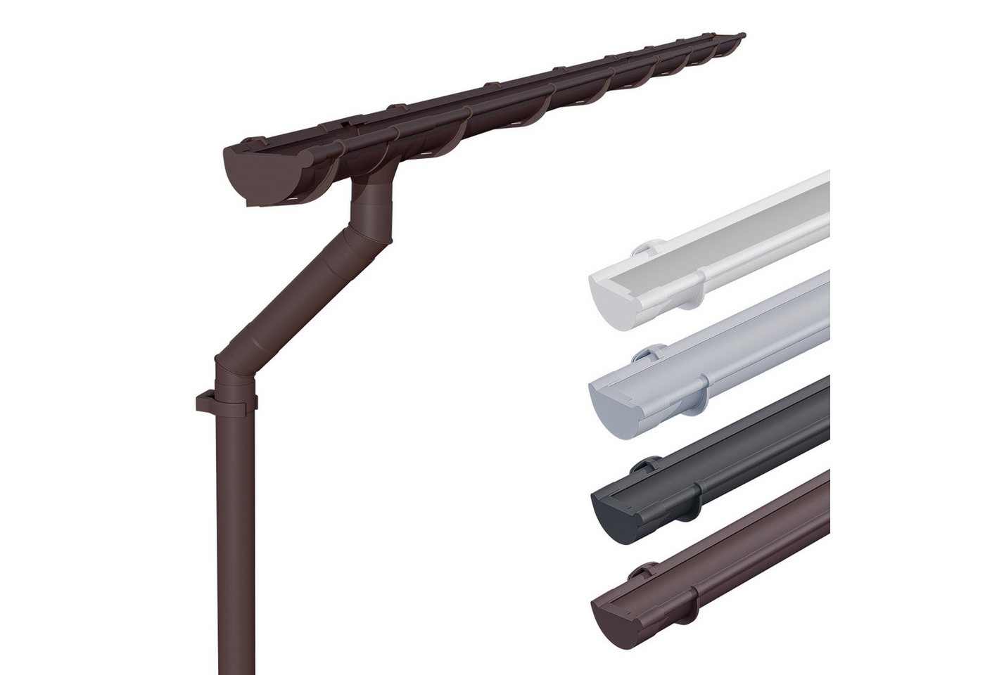 INEFA Dachrinne NW 100 Dachrinnen-Set halbrund für Gartenhaus, Carport, Terrasse,3m, Regenrinnen-Set von INEFA, 1-St., Set für eine Dachseite, 1 Dachseite, Regenrinne Kunststoff für Pultdach, Made in Germany
