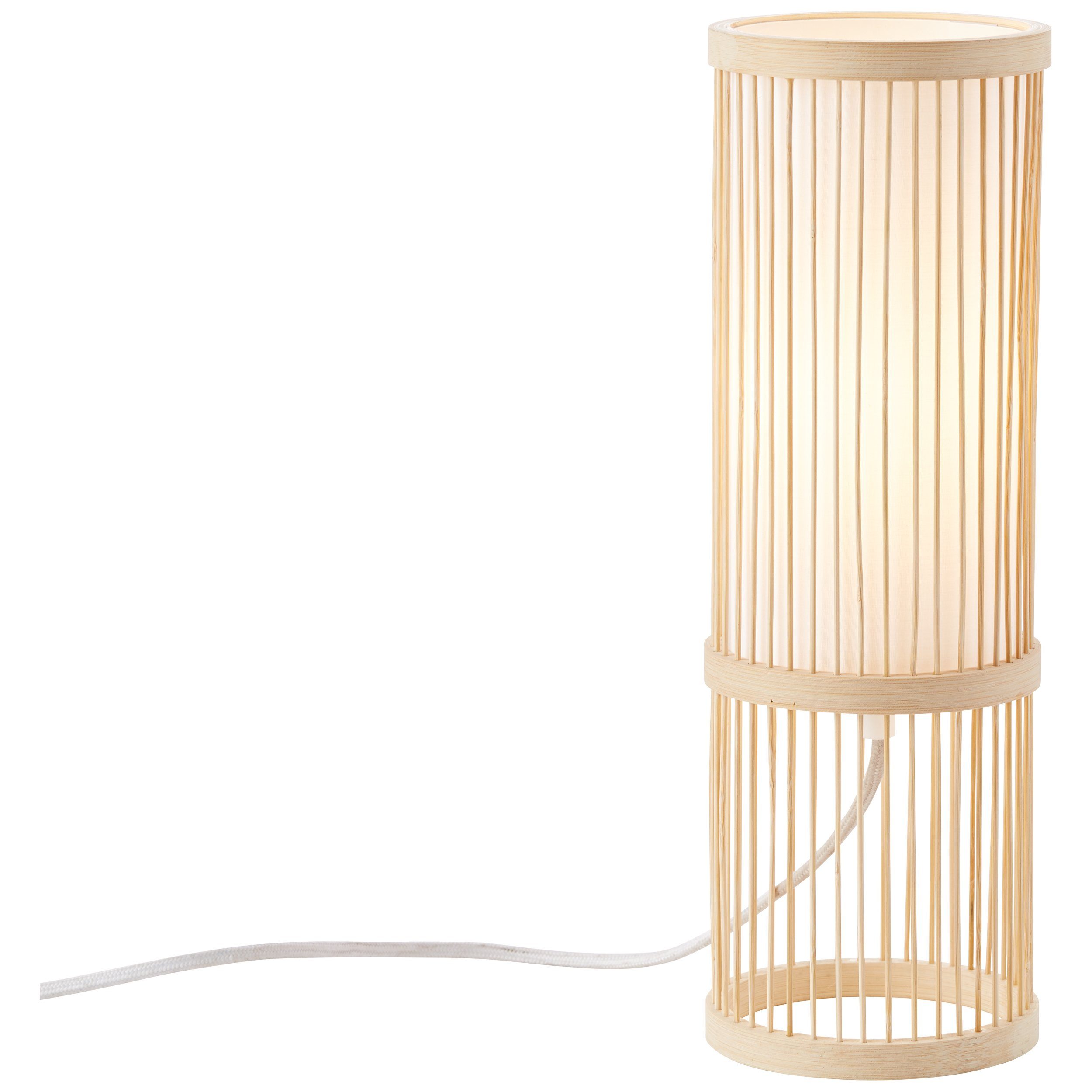 Lightbox Tischleuchte, Höhe, 36 ohne 40 Bambus/Textil cm, Tischlampe, Leuchtmittel, 12 W, Ø max. cm E27
