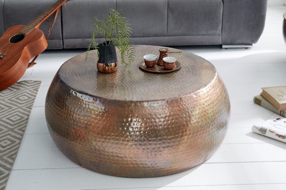 riess-ambiente Couchtisch ORIENT Ø80cm kupfer geflammt (Einzelartikel, 1-St), Wohnzimmer · Metall · rund · Hammerschlag Design · handmade