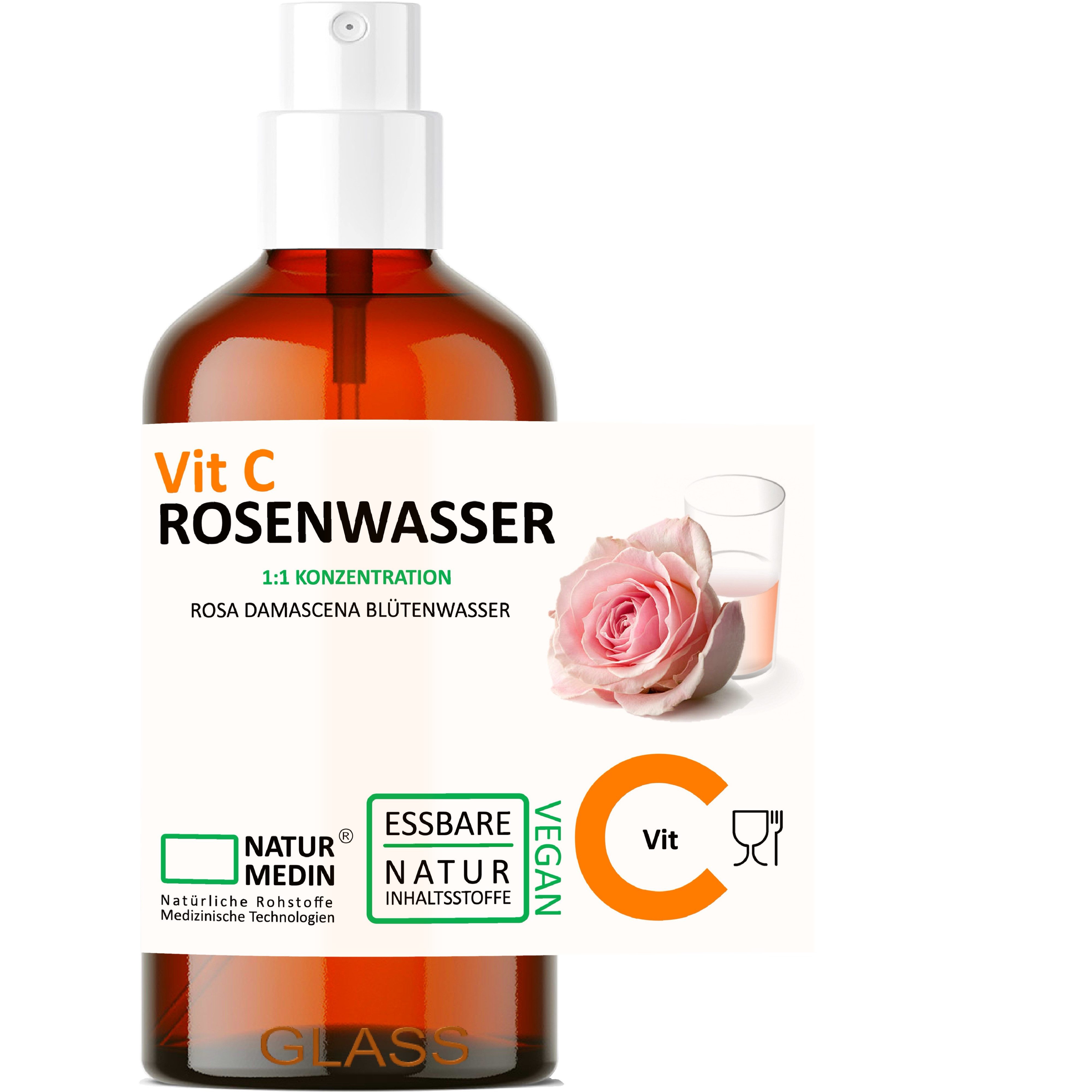 Naturmedin Gesichtswasser Rosenwasser Vitamin-C Erfischend