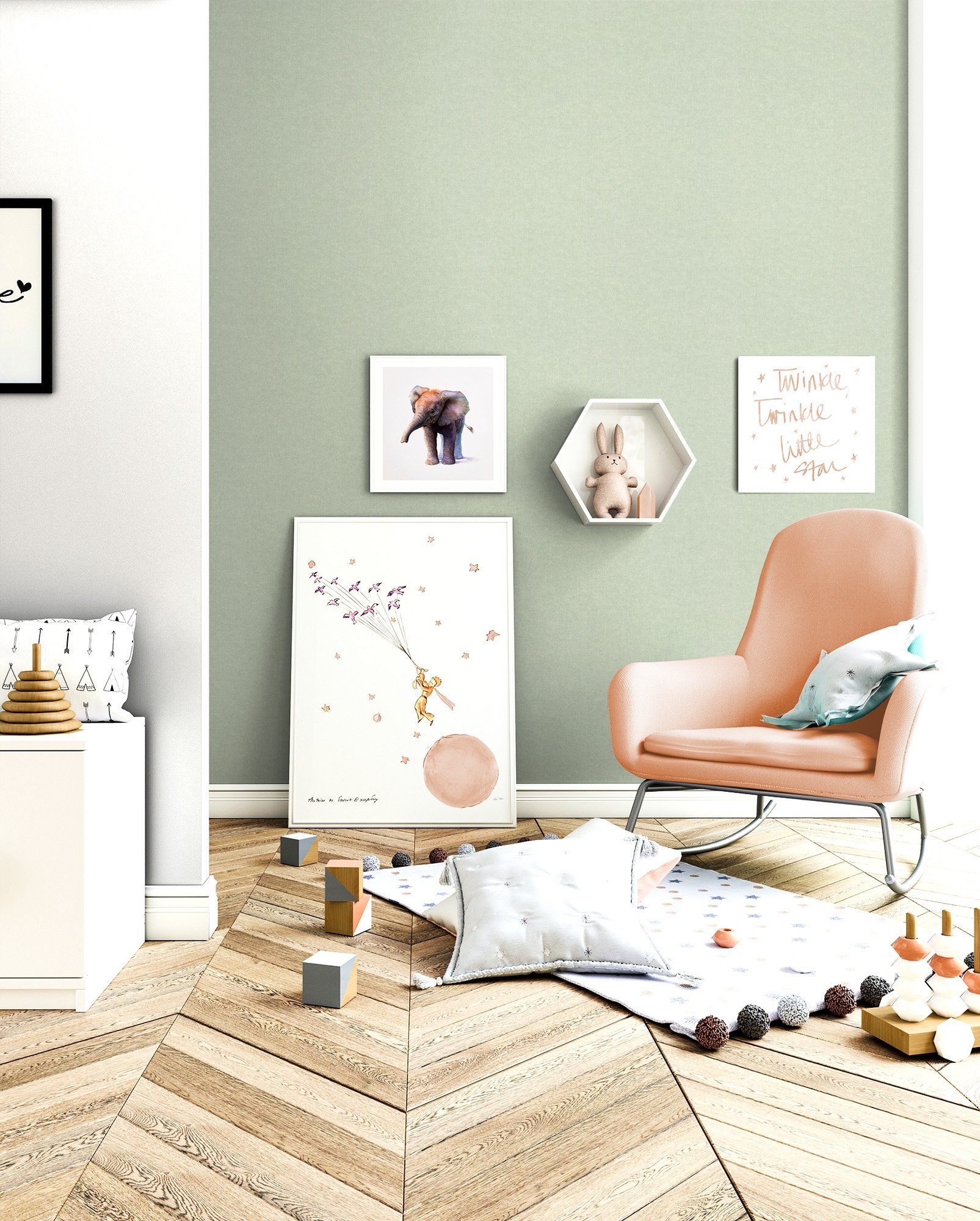 Newroom Vliestapete, Grün Tapete Modern Unifarbe günstig online kaufen