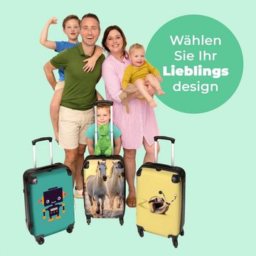 NoBoringSuitcases.com© Koffer Pferd - Meer - Sonnenuntergang - Tiere - Kind 67x43x25cm, 4 Rollen, Mittelgroßer Koffer für Kinder, Trolley