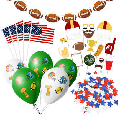 Dekotalent® Hängedekoration XXL Super Bowl American Football Deko Set über 100 Teile Party Deko (Deko Set, 1 St), über 100 Teile