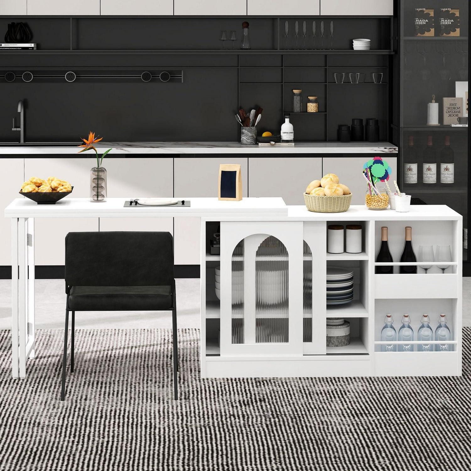 LuxusKollektion Bartisch Bladez Bartisch drehbar Essbar Modern Weiß (1-St)