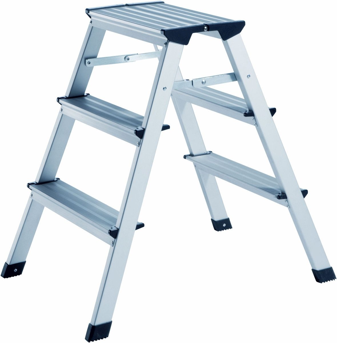 ALCO Vielzweckleiter Trittleiter aus Aluminium 3-stufig 150kg Höhe 62cm silber
