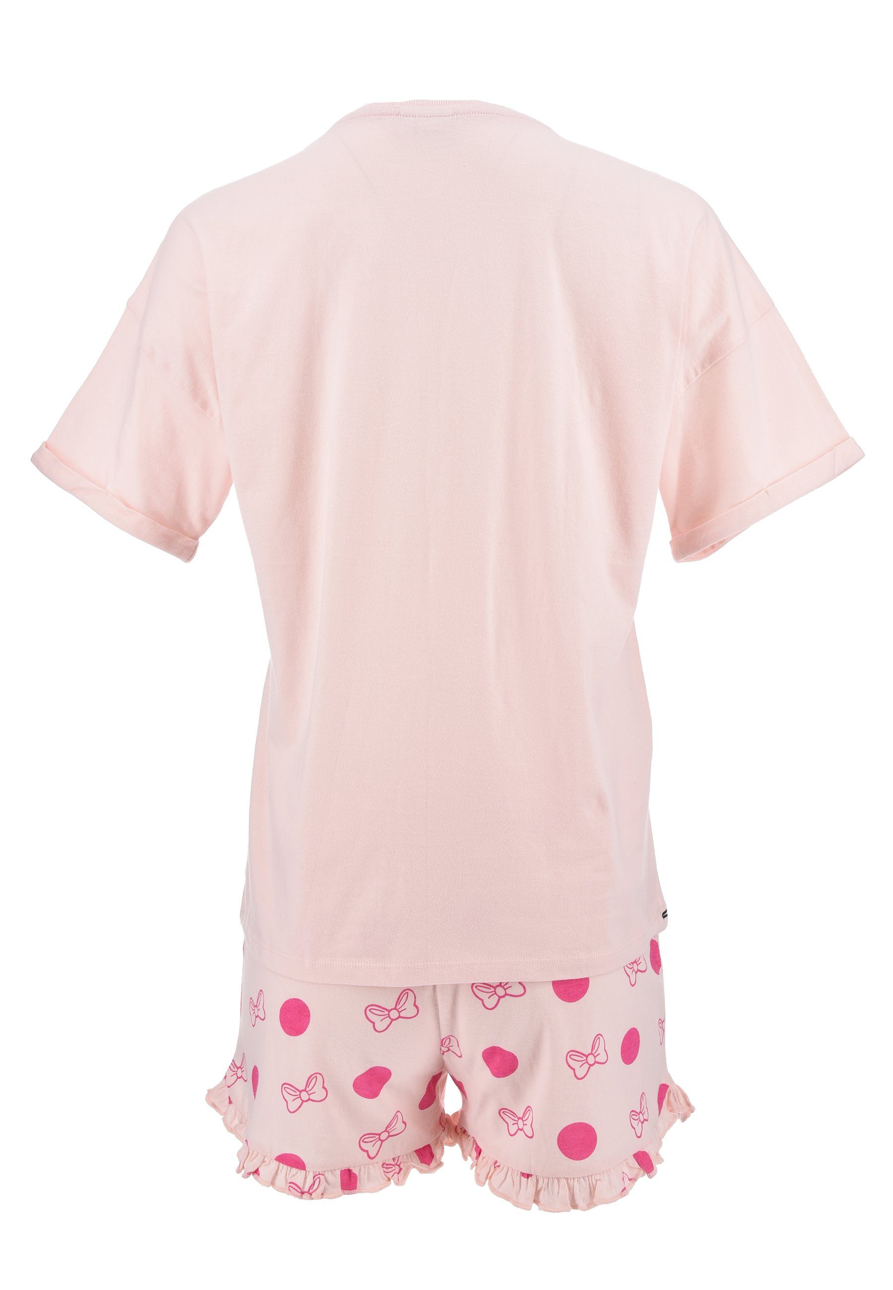 Disney Minnie Mouse Sommer-Pyjama Damen (2 Rosa Frauen Shorty und kurz Set tlg) T-Shirt Shorts