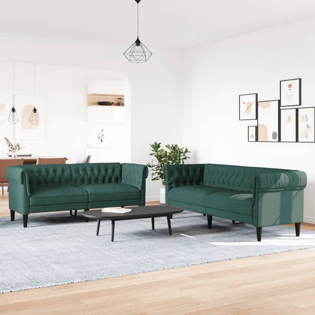 vidaXL Sofa 2-tlg. Sofagarnitur Dunkelgrün Stoff günstig online kaufen