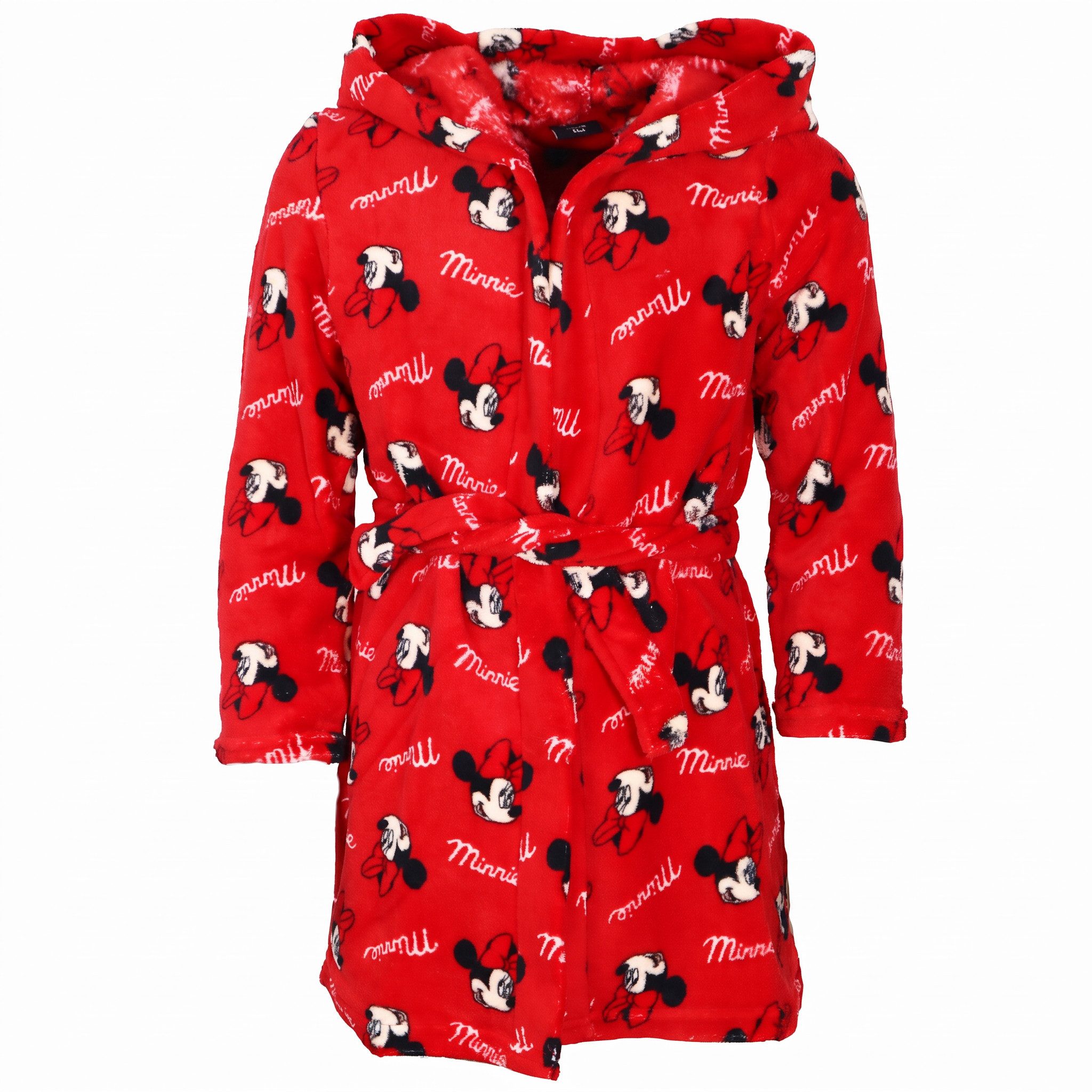 Disney Kinderbademantel Disney Minnie Maus Kinder Mädchen Fleece Bademantel mit Kapuze, Kapuze, Gürtel, Gr. 98 bis 128
