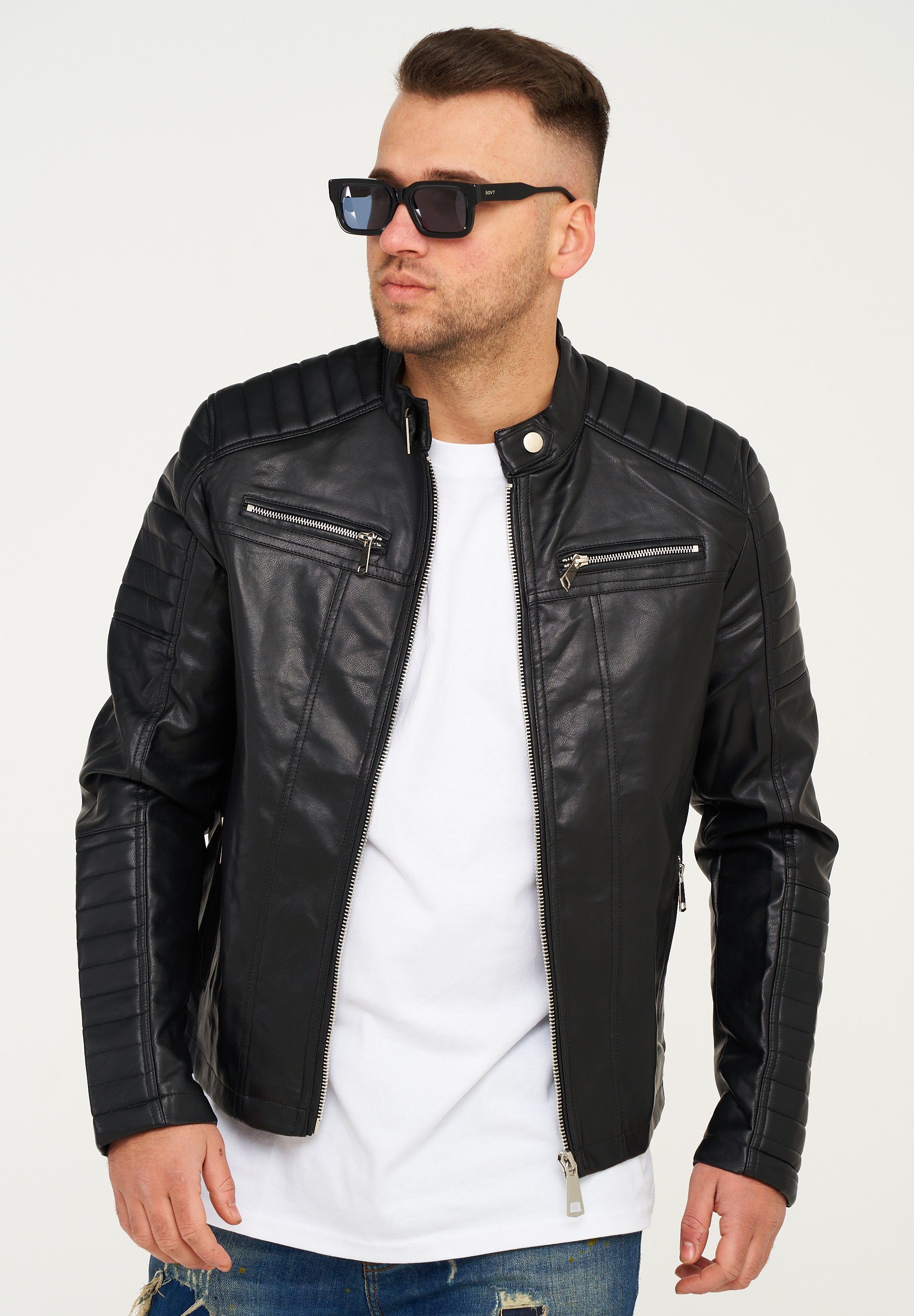 behype Lederimitatjacke BHKILLEEN Übergangsjacke im Biker-Stil günstig online kaufen