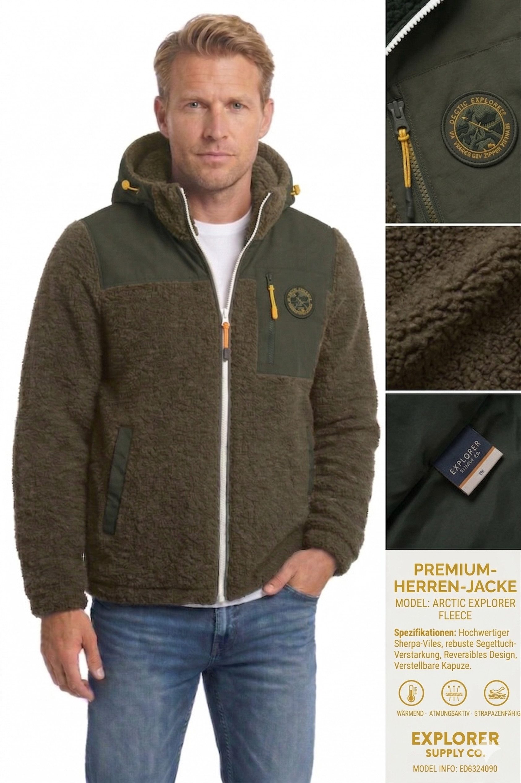 Geographical Norway Fleecejacke Herren Fleecejacke – Weiche Teddyfleece (1-St) Übergangsjacke für Outdoor, Freizeit & Alltag