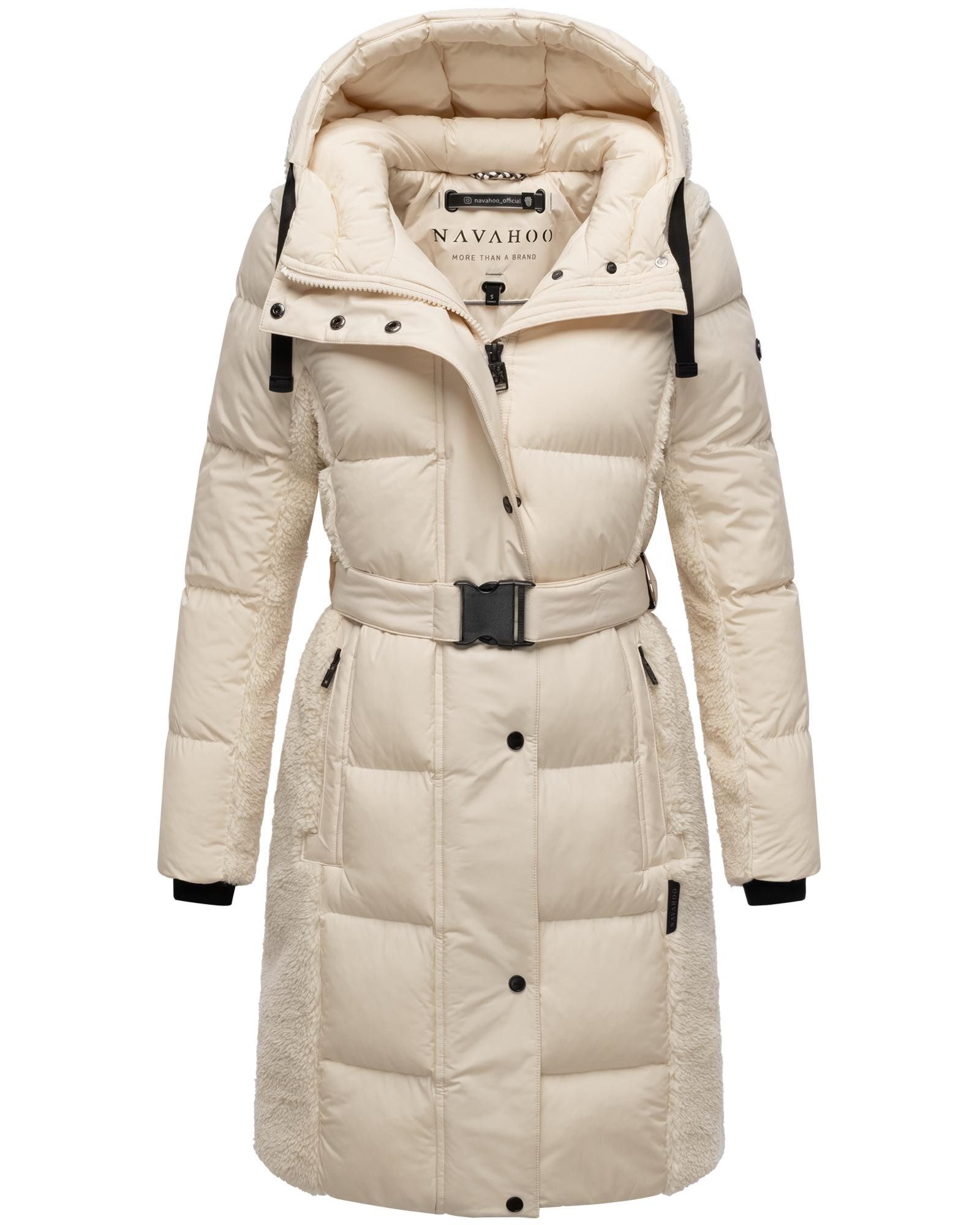 Navahoo Wintermantel Funkelteddy 14 Warmer Mantel mit Teddyplüsch-Akzenten und Taillengürtel