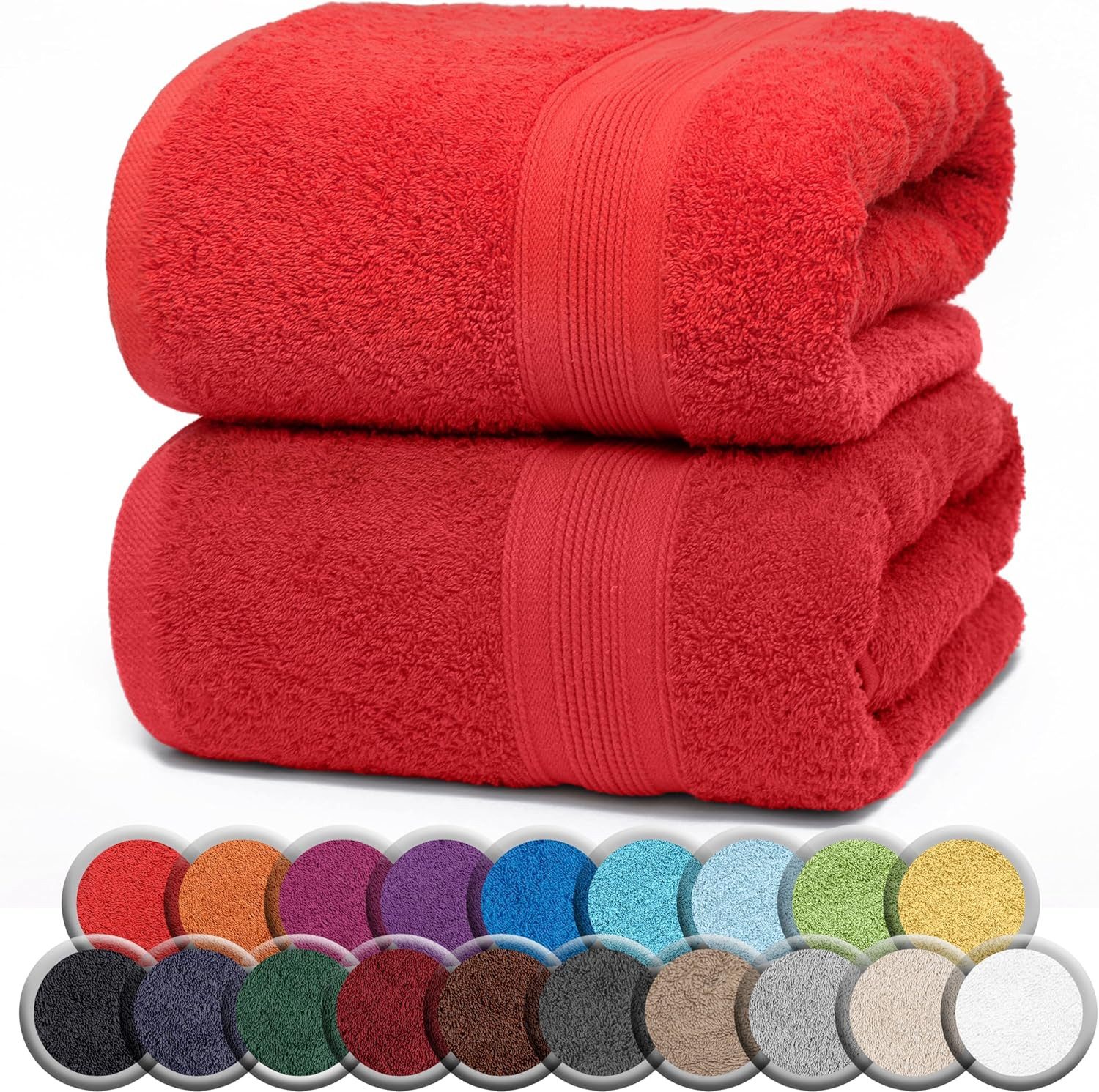 NatureMark Saunatuch Frottier Saunatücher 80x200cm, 100% Baumwolle (2-St), Premium Qualität SAUNATUCH Sauna-Handtuch, 80x200cm, Rot