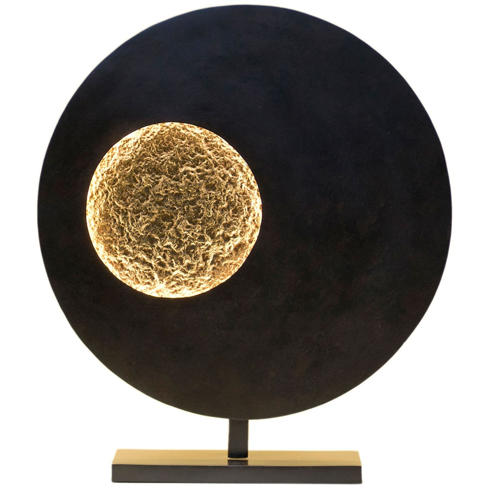 Holländer Tischleuchte Luna Rund Eisen Braun-Schwarz-Gold, Warmweiß