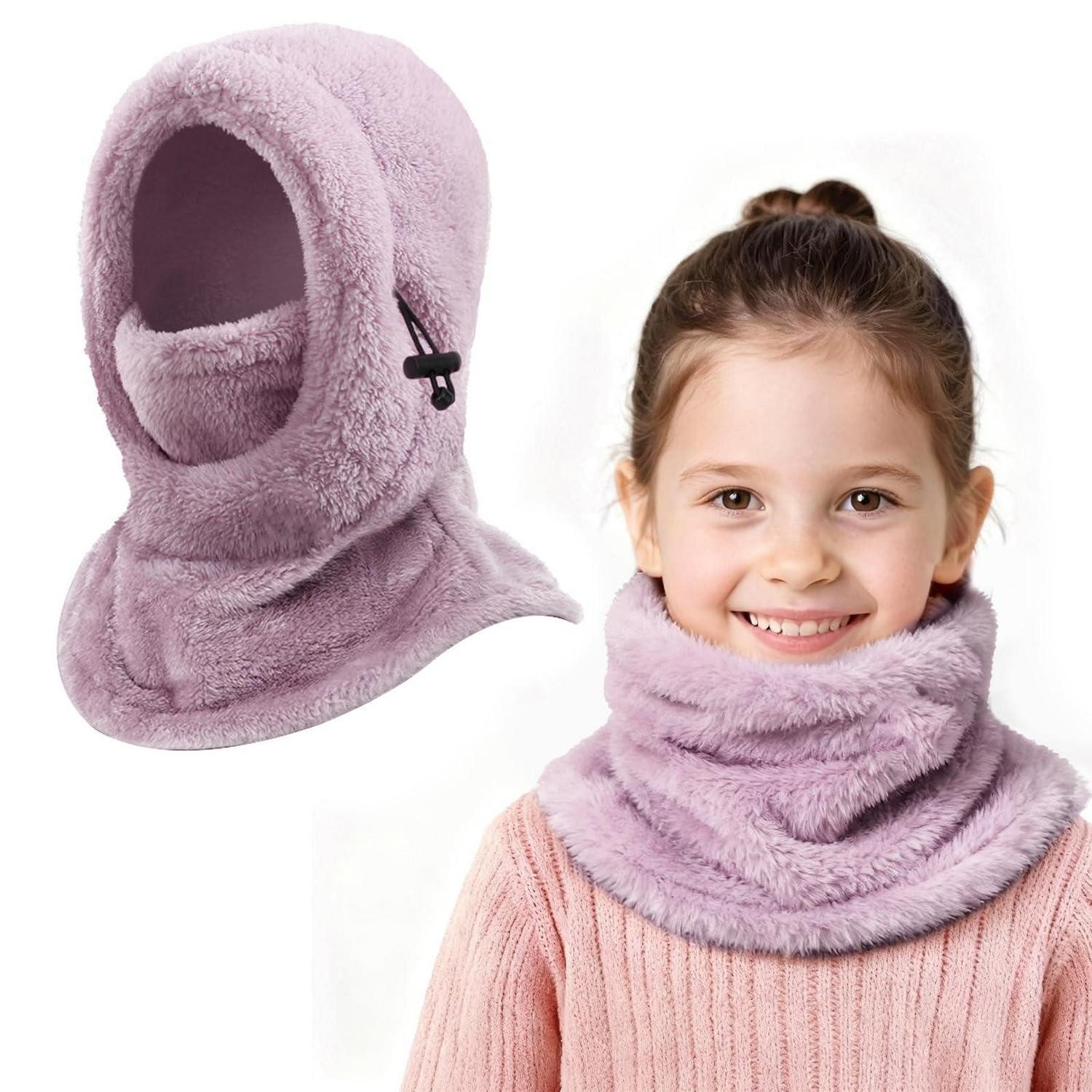 LuxusKollektion Sturmhaube Sturmhaube Kinder Thermofleece Skimaske Winddicht Lila
