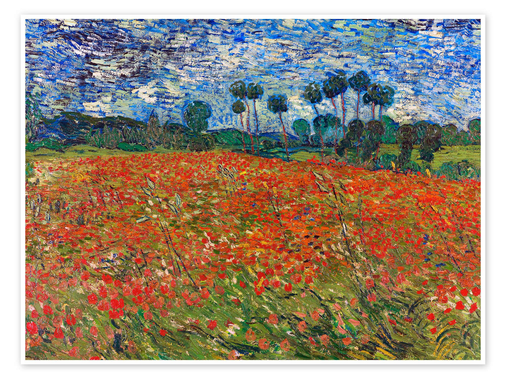 Posterlounge Wandbild Mohnfeld, Auvers-sur-Oise, Vincent van Gogh, erhältlich als Poster, Leinwandbild, Wandsticker oder Acrylglasbild