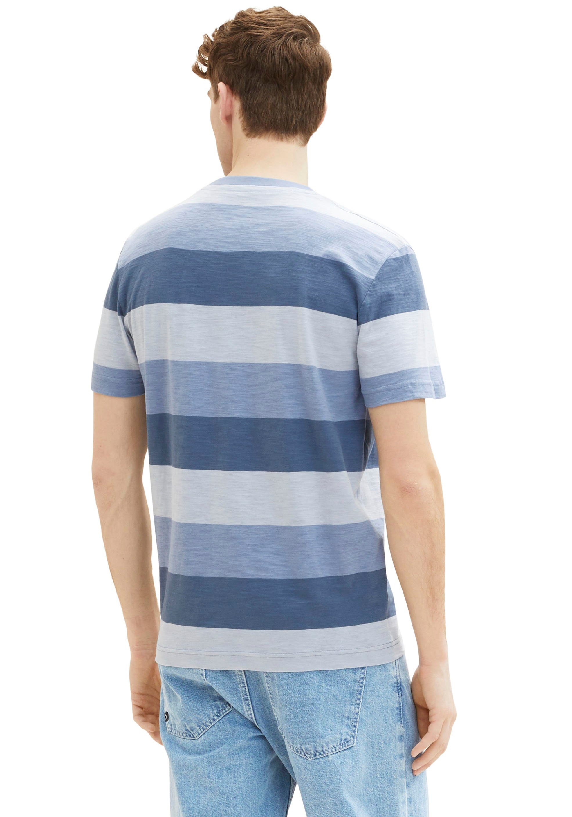 tonal blue blockstripe greyish T-Shirt TAILOR TOM