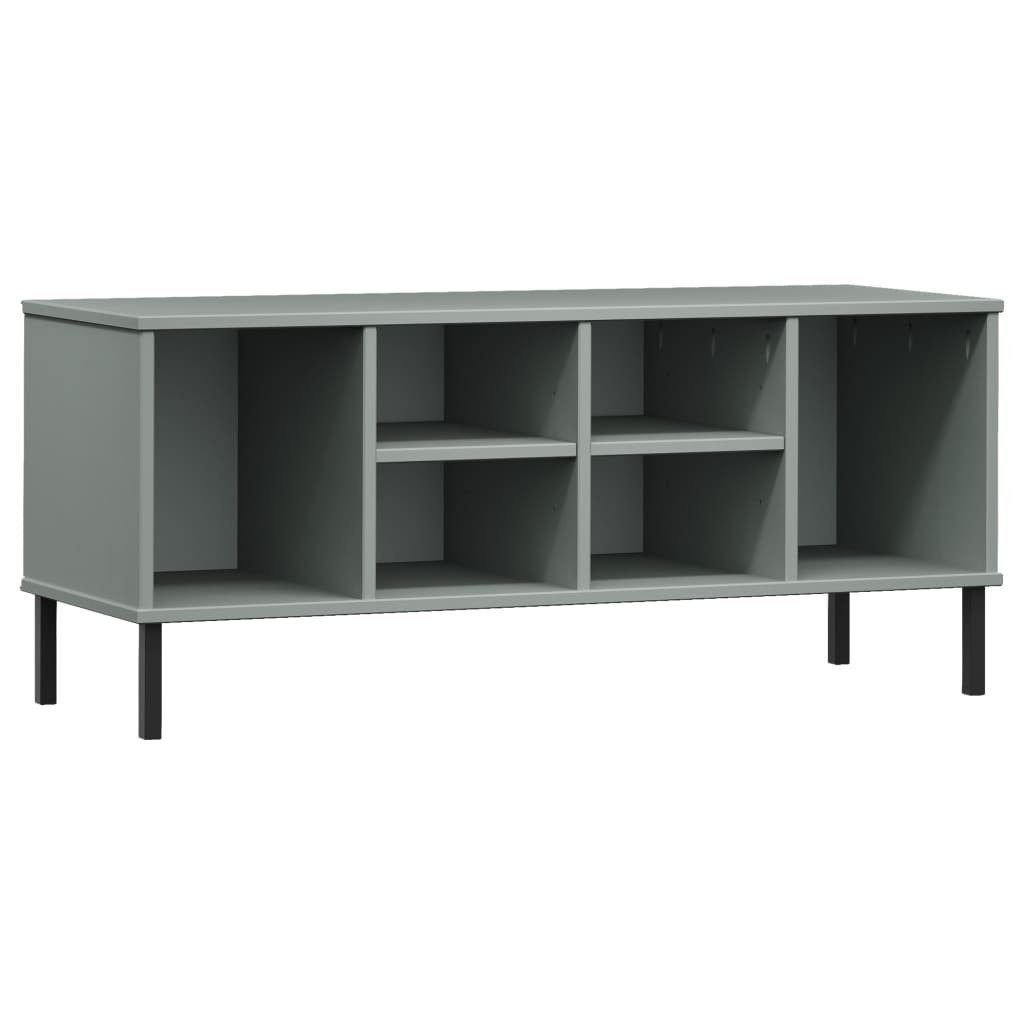 Schuhschrank NA Schuhregal OSLO mit Metallbeinen Grau 106x35x45 cm Massivholz