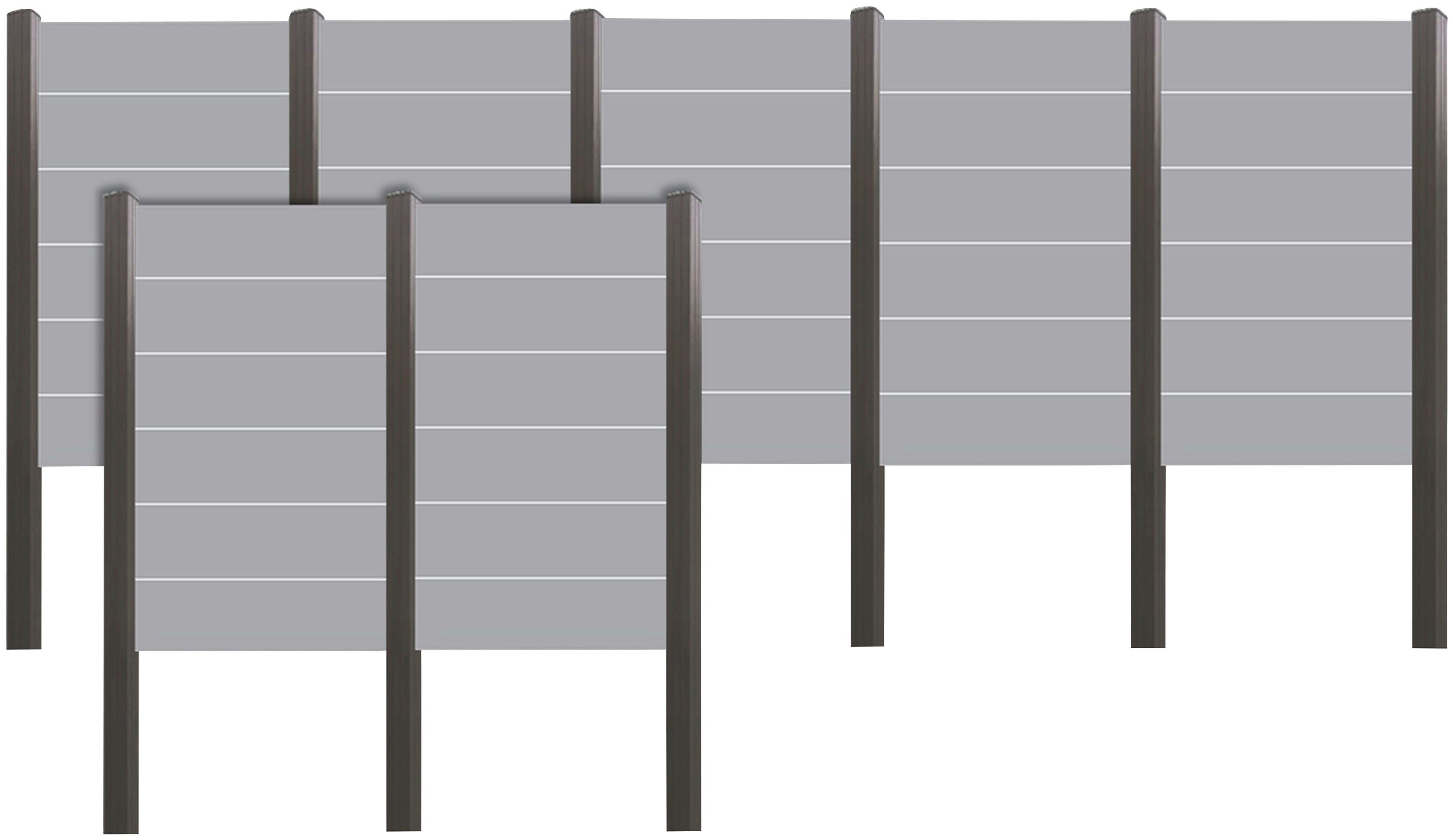 Tetzner & Jentzsch Sichtschutzelement ROUNDROCK 5, (Set), Satiniertes Glas in Aluminiumpfosten