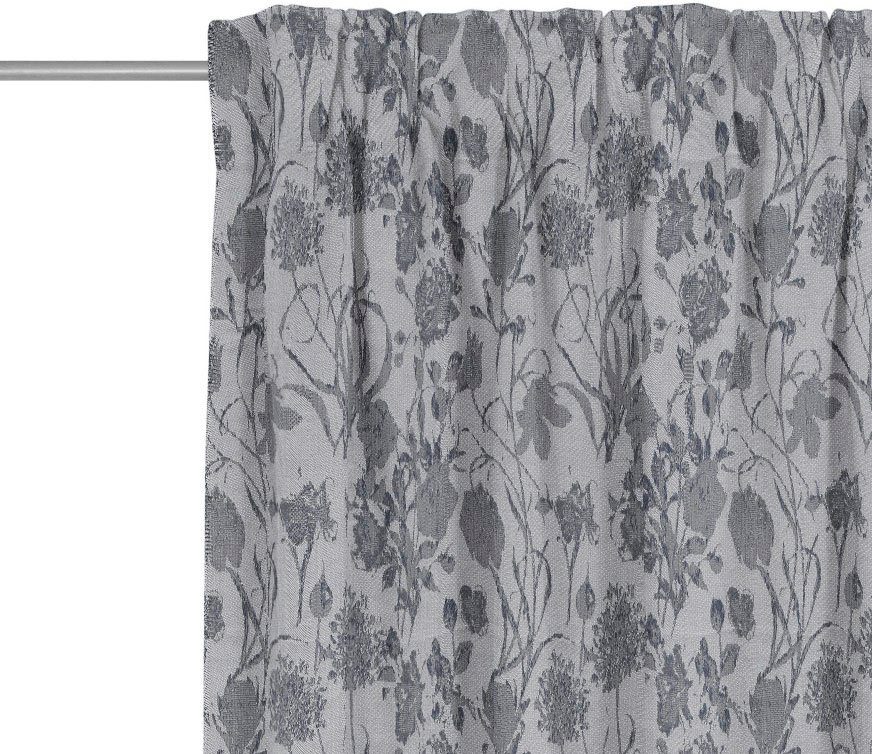Vorhang Flower blickdicht, Adam, (1 St), schwarz/beige Cuvée, Multifunktionsband nachhaltig Jacquard, aus Bio-Baumwolle