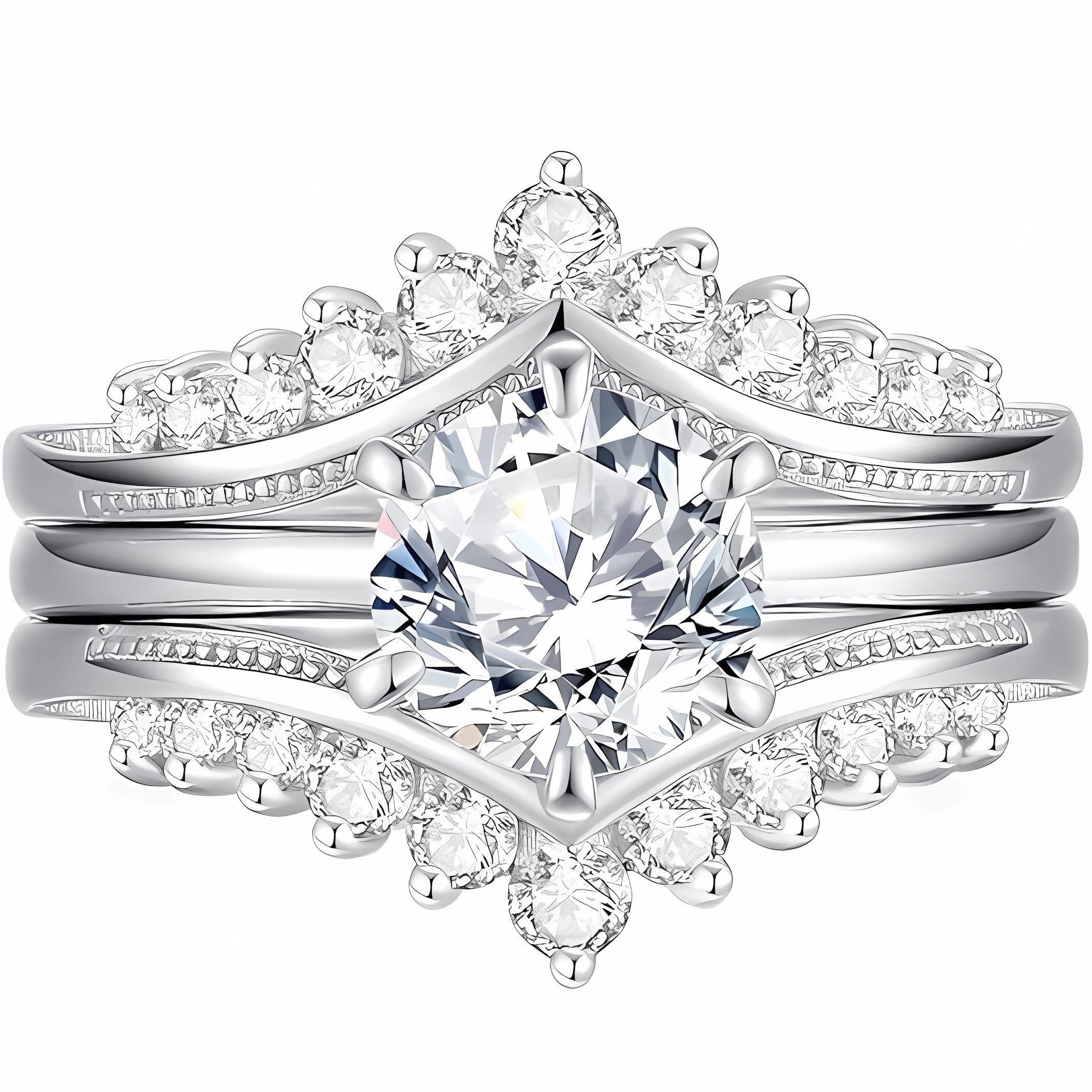 Jumpeak Diamantring 1.5ct Diamantring,Diamant Ring,Ring Weißgold Damen,Eheringe Gold 585, Ring Set,IGI-Zertifikat,E VS1,Geschenk für Ehefrau,Wedding Ring