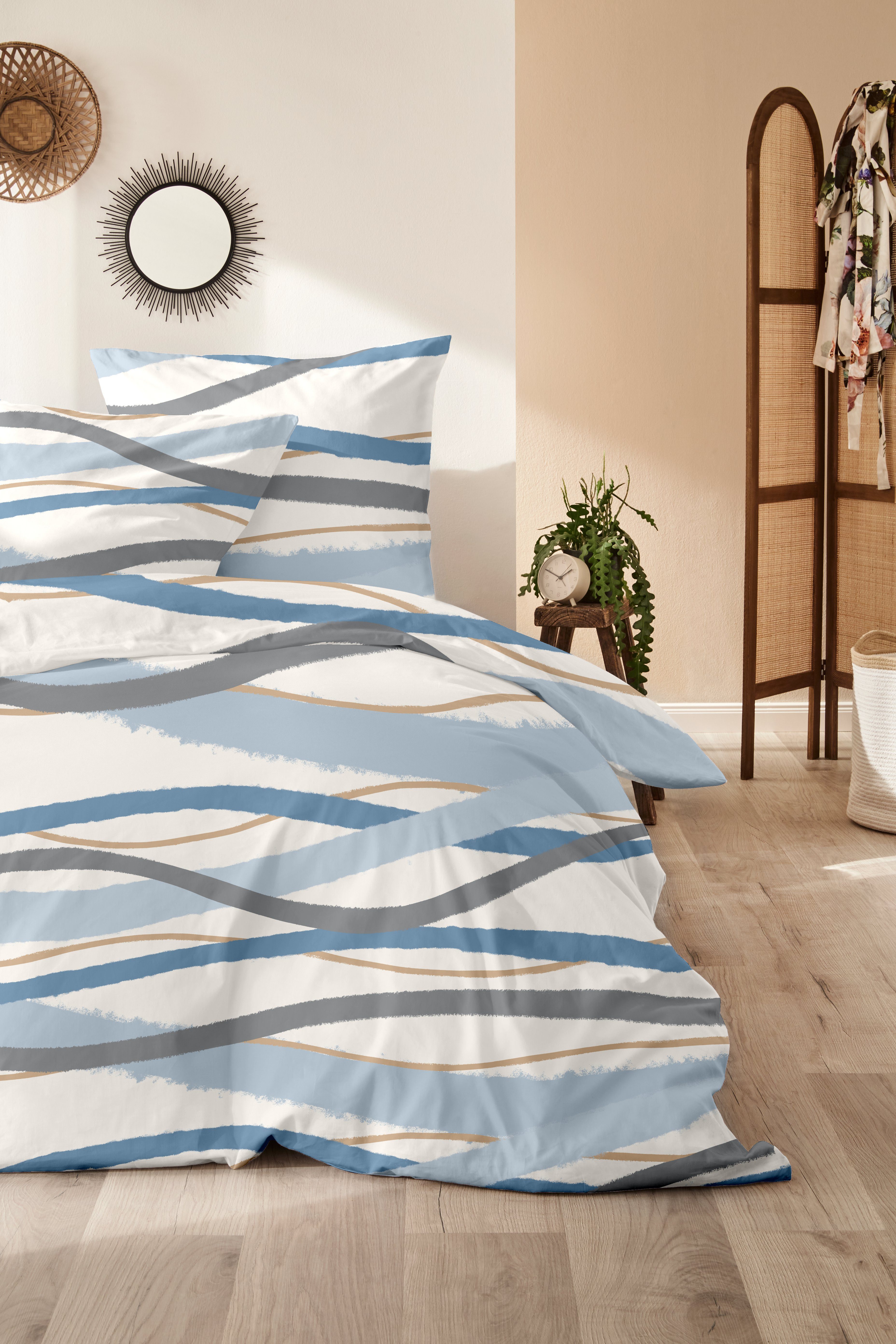 Primera Bettwäsche Biber-Bettwäsche Whips, Biber, 2 teilig, mit modernen Linien – Bild 2 von 5