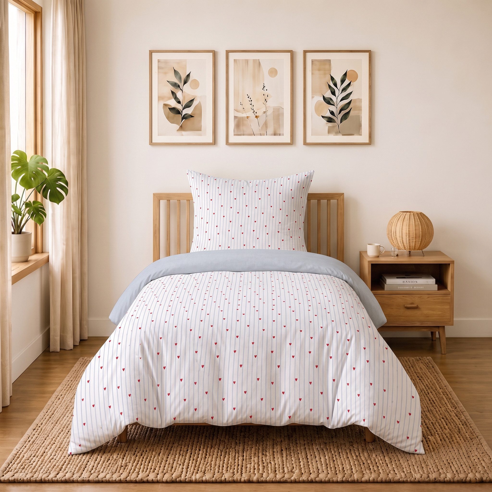 Buymax Bettwäsche Blanche Wendebettwäsche, Polycotton, 2 teilig, Bettbezug-Set 135x200 cm Reißverschluss, 60% Baumwolle, 40% Polyester