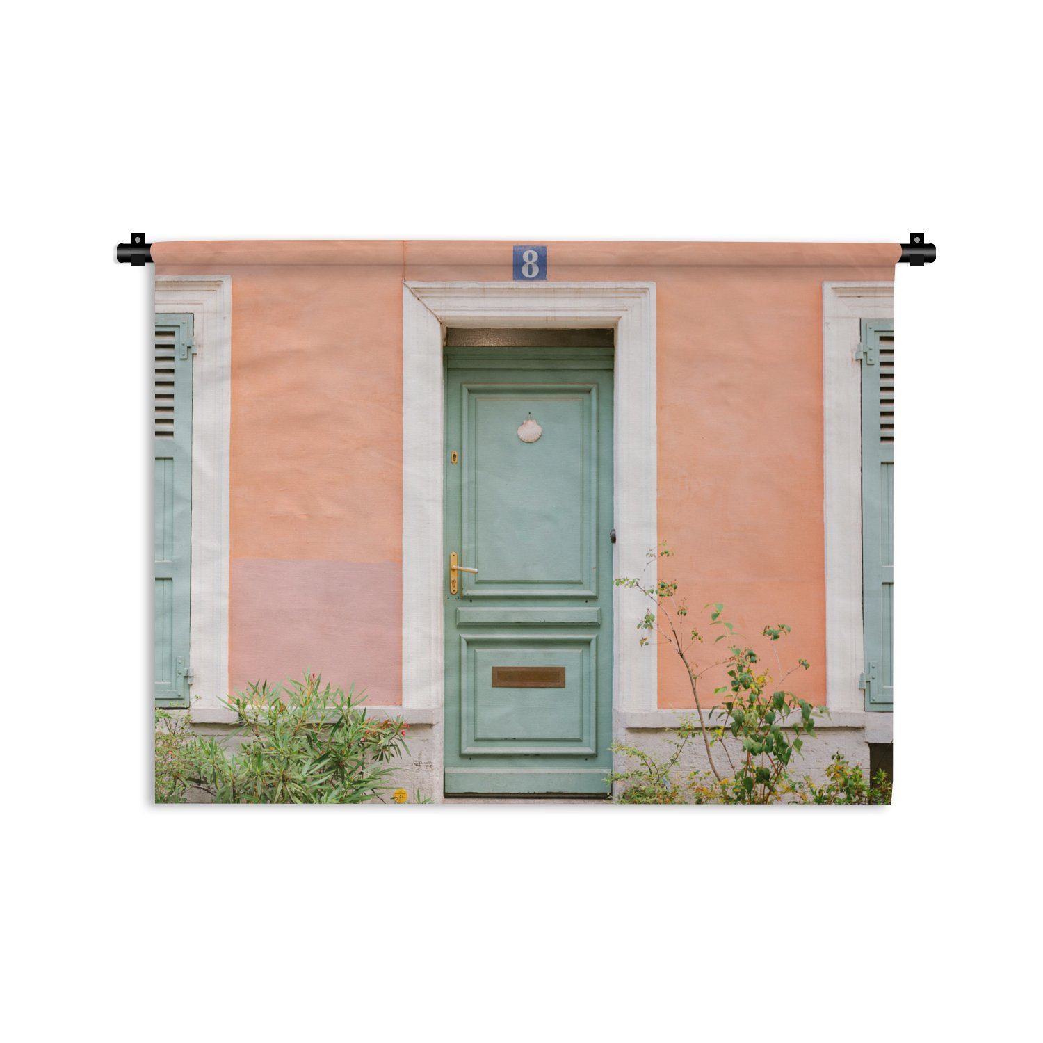 MuchoWow Wanddekoobjekt Paris - Tür - Pastell - Architektur, Wanddeko für Wohnzimmer, Schlafzimmer, Kleid, Wandbehang, Kinderzimmer