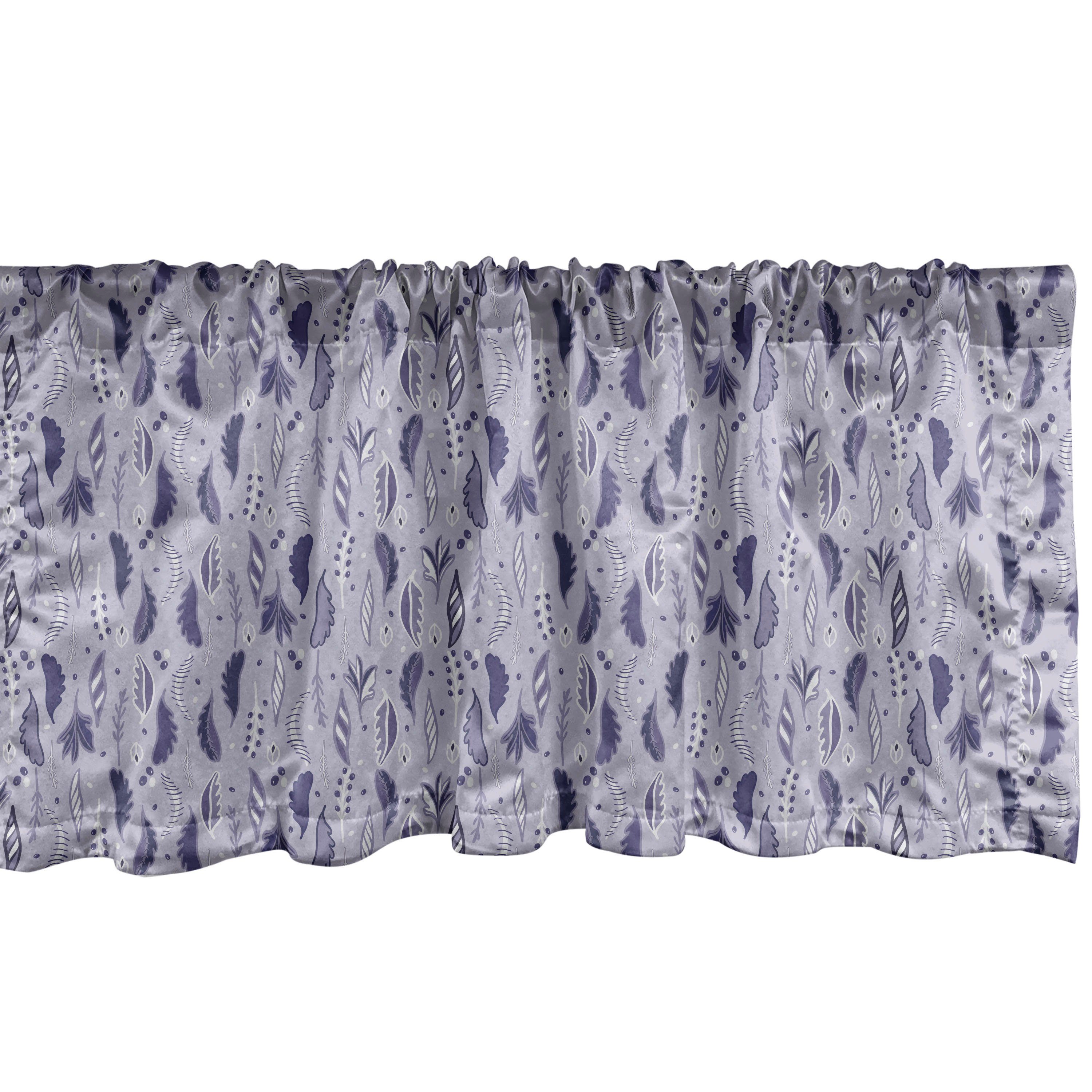 Scheibengardine Vorhang Volant für Küche Schlafzimmer Dekor mit Stangentasche, Abakuhaus, Microfaser, Botanik Pastell Lila Design Blätter