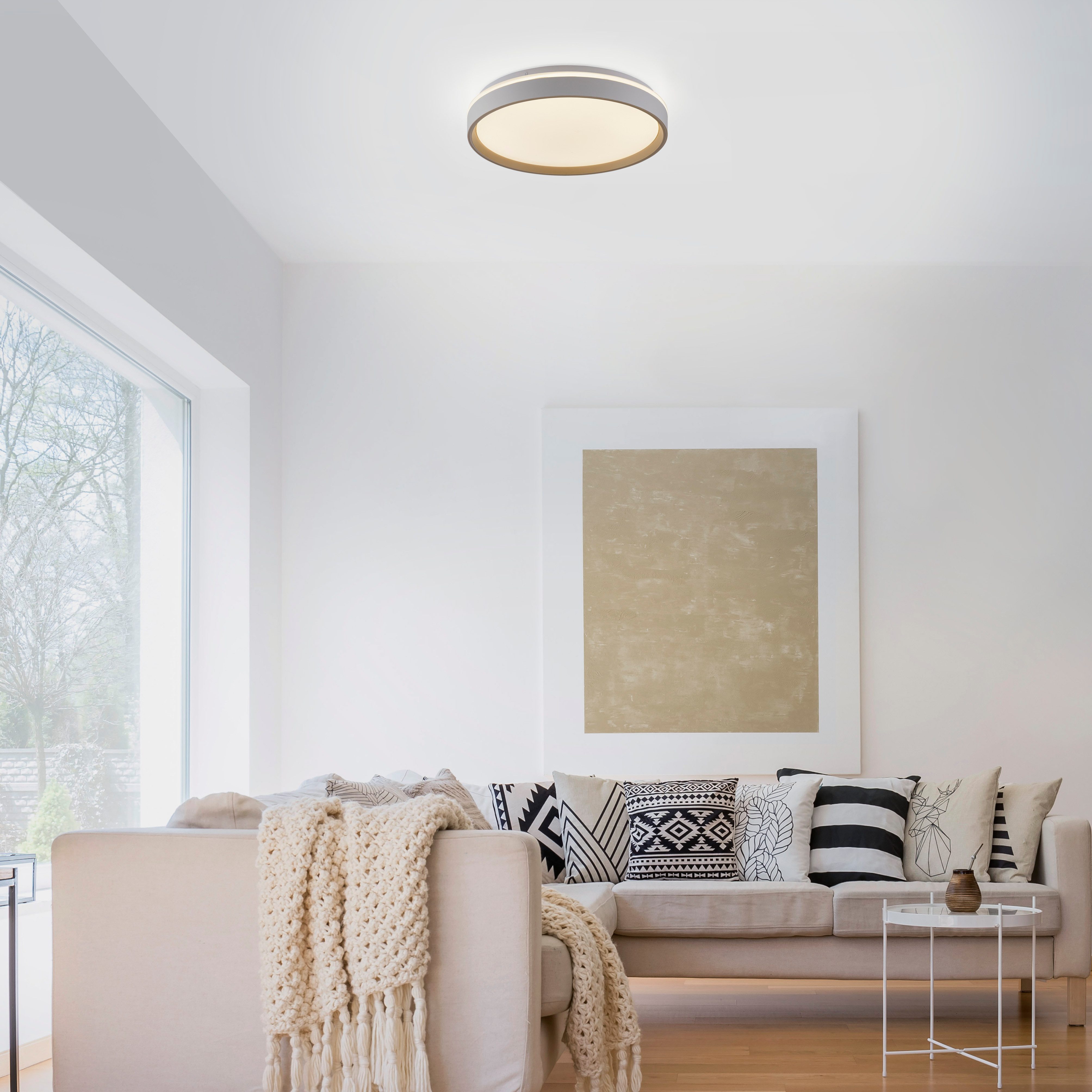 JUST LIGHT LED Deckenleuchte MIO, CCT - über Fernbedienung, LED fest integriert, warmweiß - kaltweiß, CCT-Farbtemperatursteuerung, Infrarot-FB, Stufenlos dimmbar, Memory
