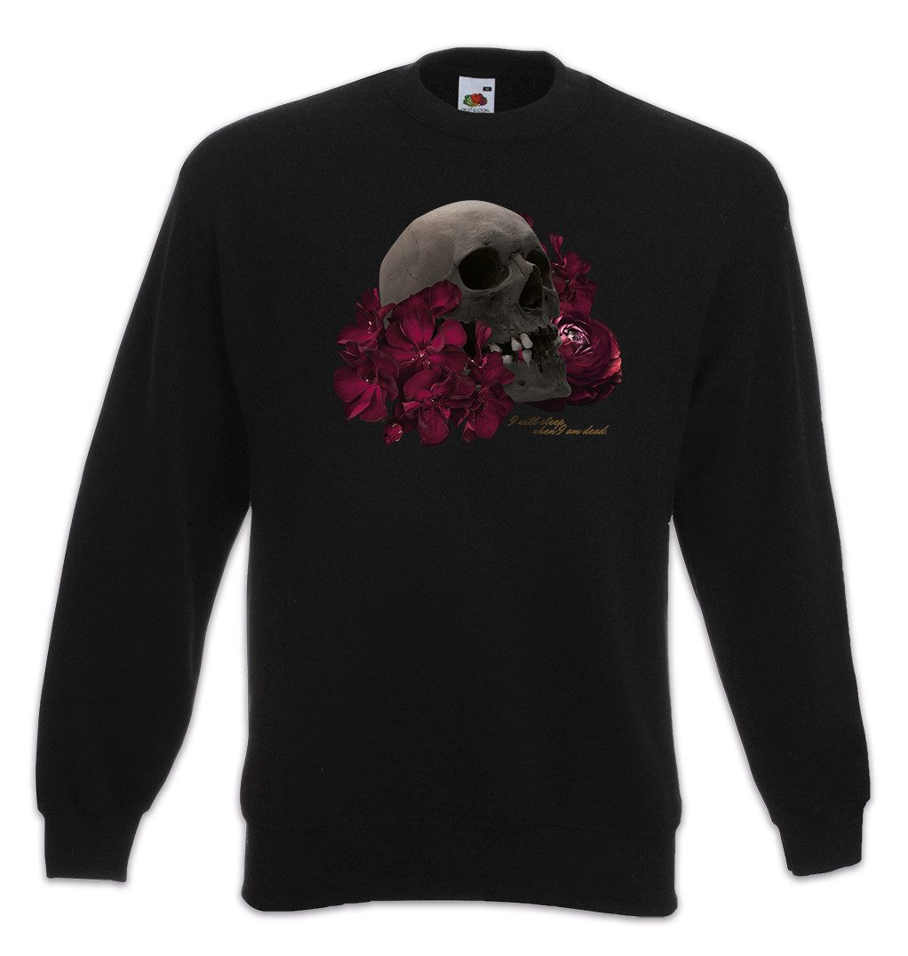 Urban Backwoods Sweatshirt Flower Skull Sweatshirt Blumen Fleurs Schädel Totenkopf Tattoo Gothic (1-tlg) Dark Romantic Dark Totenschädel