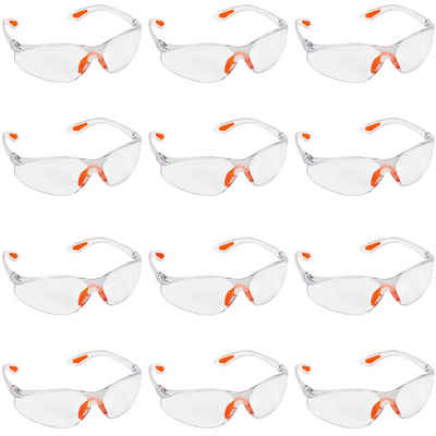 Kurtzy Arbeitsschutzbrille 12er Pack Schutzbrillen mit Gummi für sicheren Augenschutz, 12er Pack Schutzbrillen mit Gummieinsatz für sicheren Augenschutz