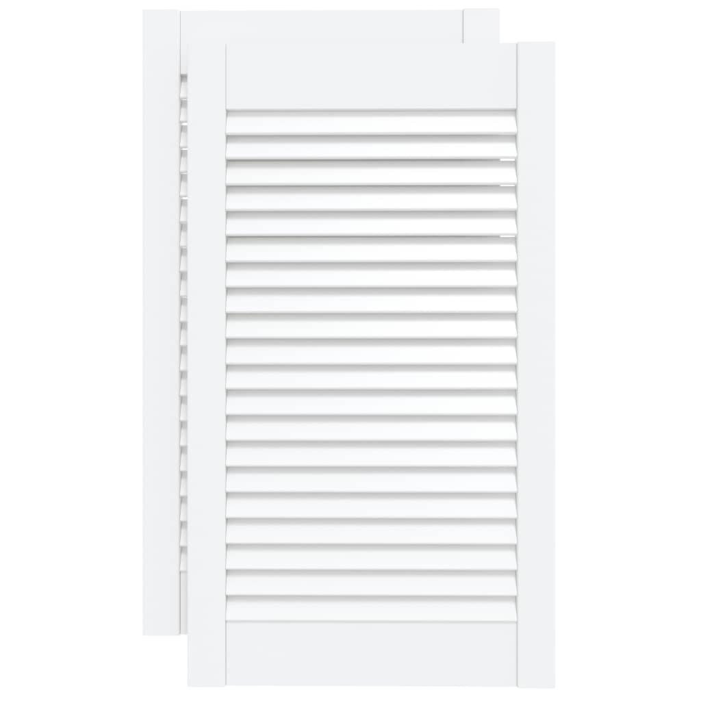 vidaXL Schranktür, Türen Lamellen-Design 2 Stk. Weiß 69x39,4 cm Massivholz