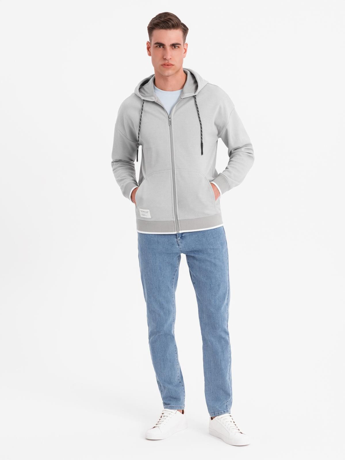 OMBRE Kapuzensweatjacke Weich strukturiertes Sweatshirt mit Kapuze für Herren