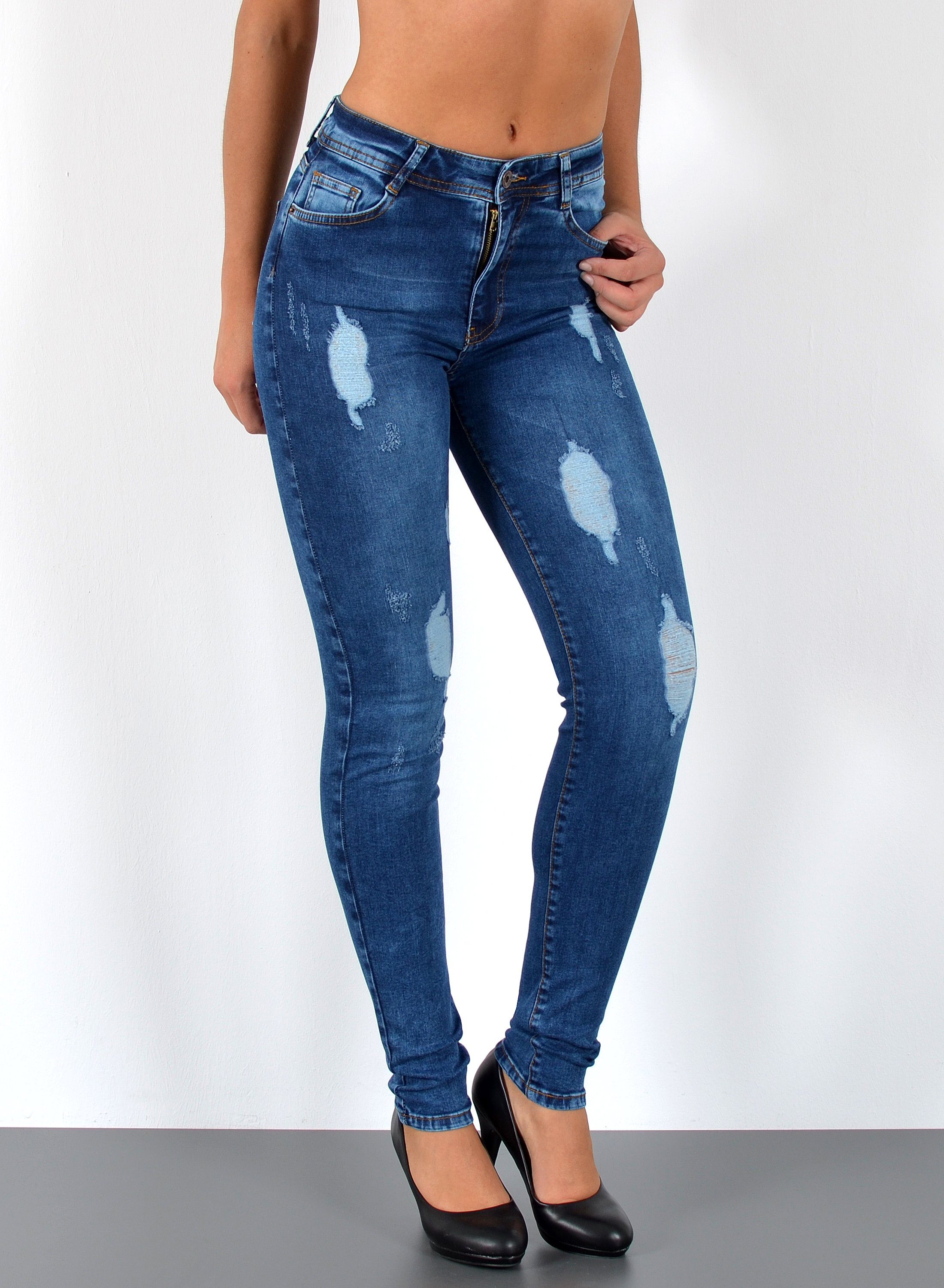 ESRA Skinny-fit-Jeans S600 Damen Skinny Fit Jeans Hose High Waist bis Überg günstig online kaufen