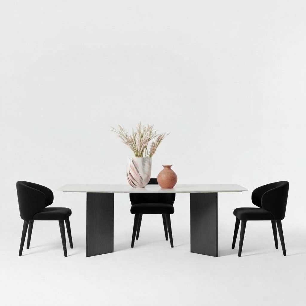 Xlmoebel Essgruppe Beiges Esszimmer Set aus Holz mit modernem Design von XLMOEBEL, (Essgruppe, 5-tlg., Esstisch mit 4 Stühlen), Made in Europa
