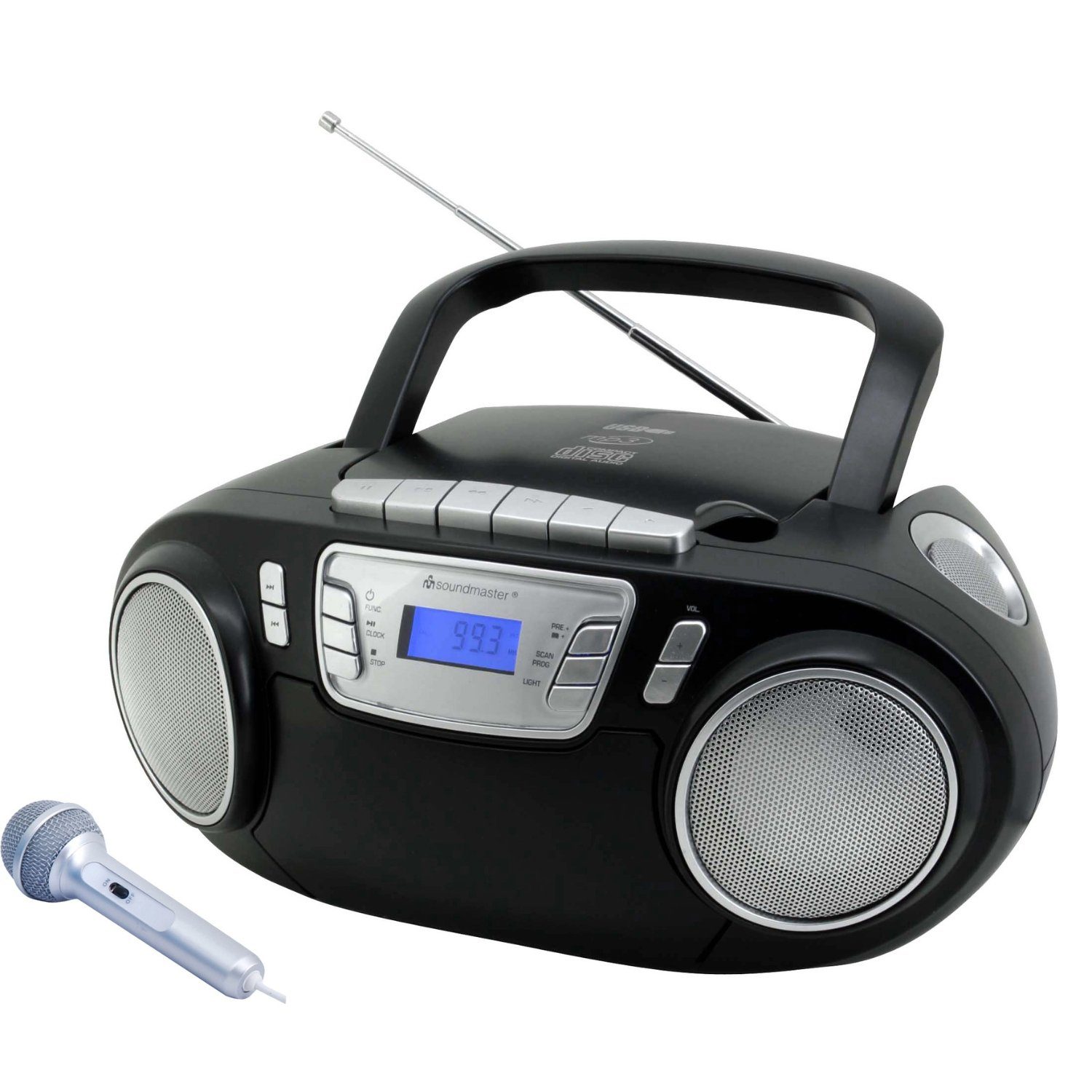 SCD5800SW CD-Player Kassettenrekorder tragbar LED USB Mikrofon Karaoke CD-Radiorecorder